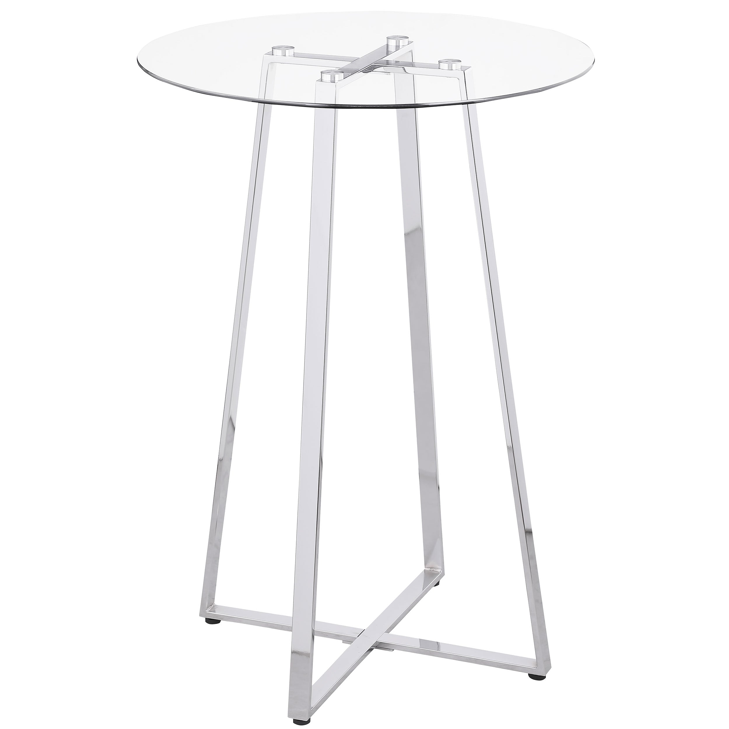 Zanella Round 30-inch Glass Top Bistro Bar Table Chrome