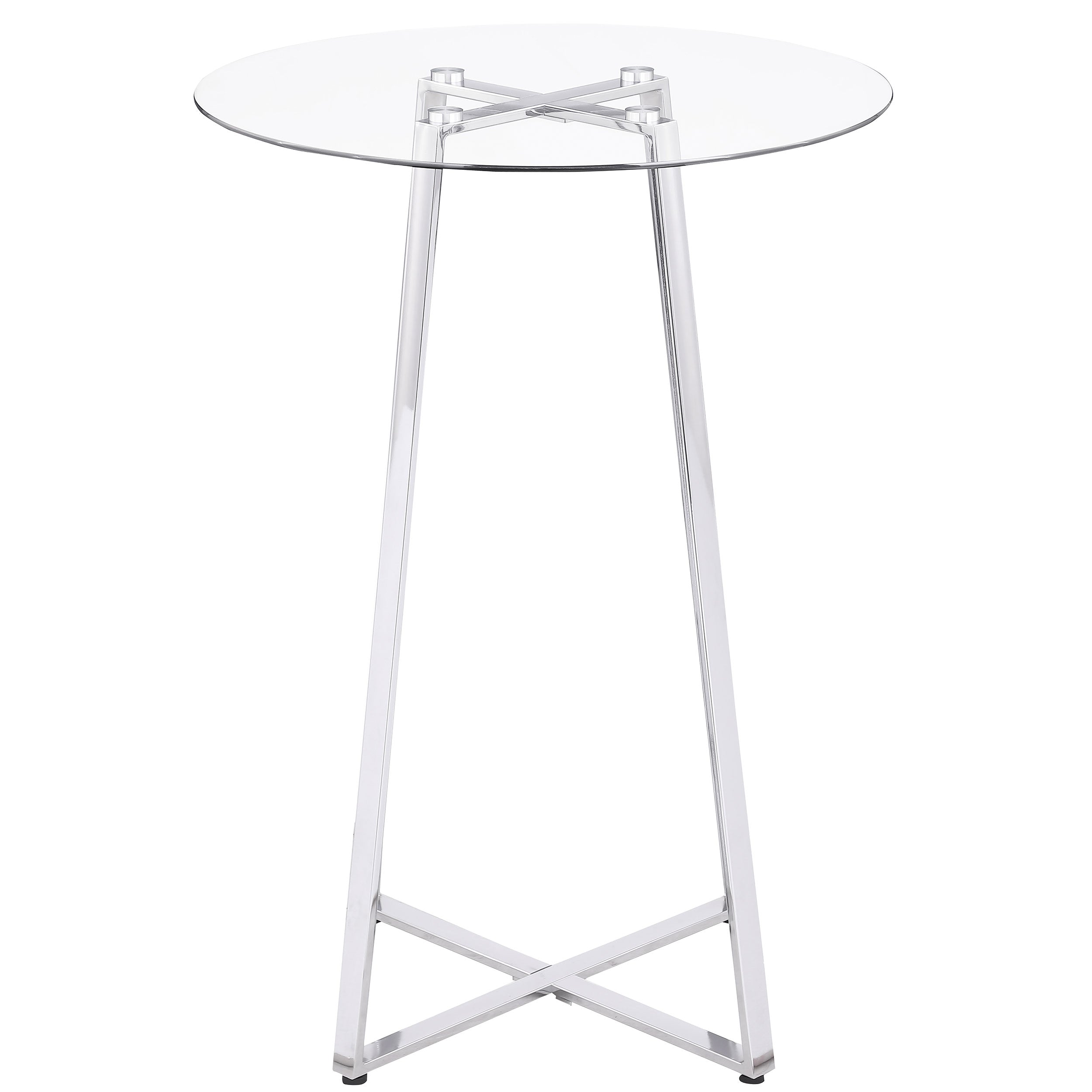 Zanella Round 30-inch Glass Top Bistro Bar Table Chrome
