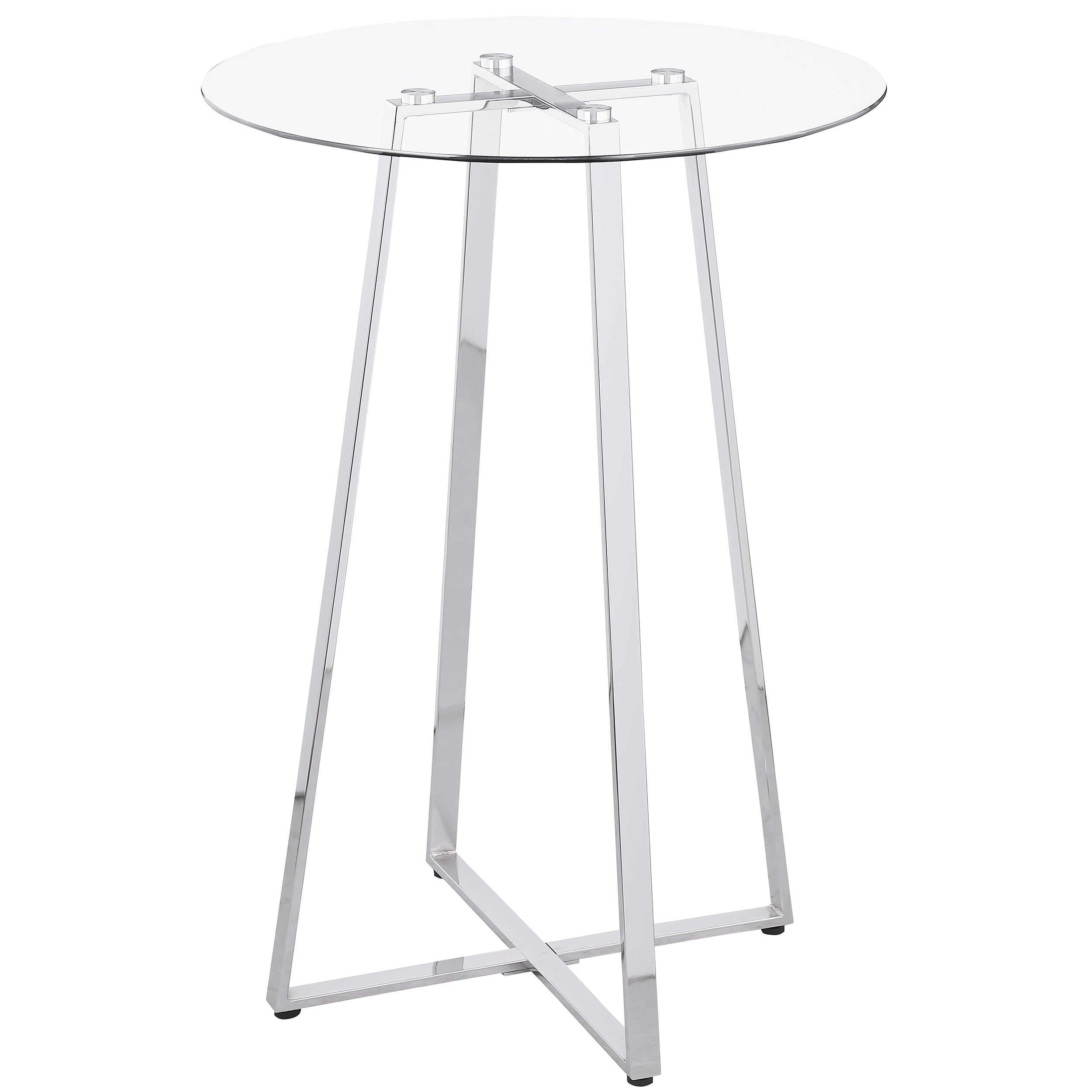 Zanella Round 30-inch Glass Top Bistro Bar Table Chrome