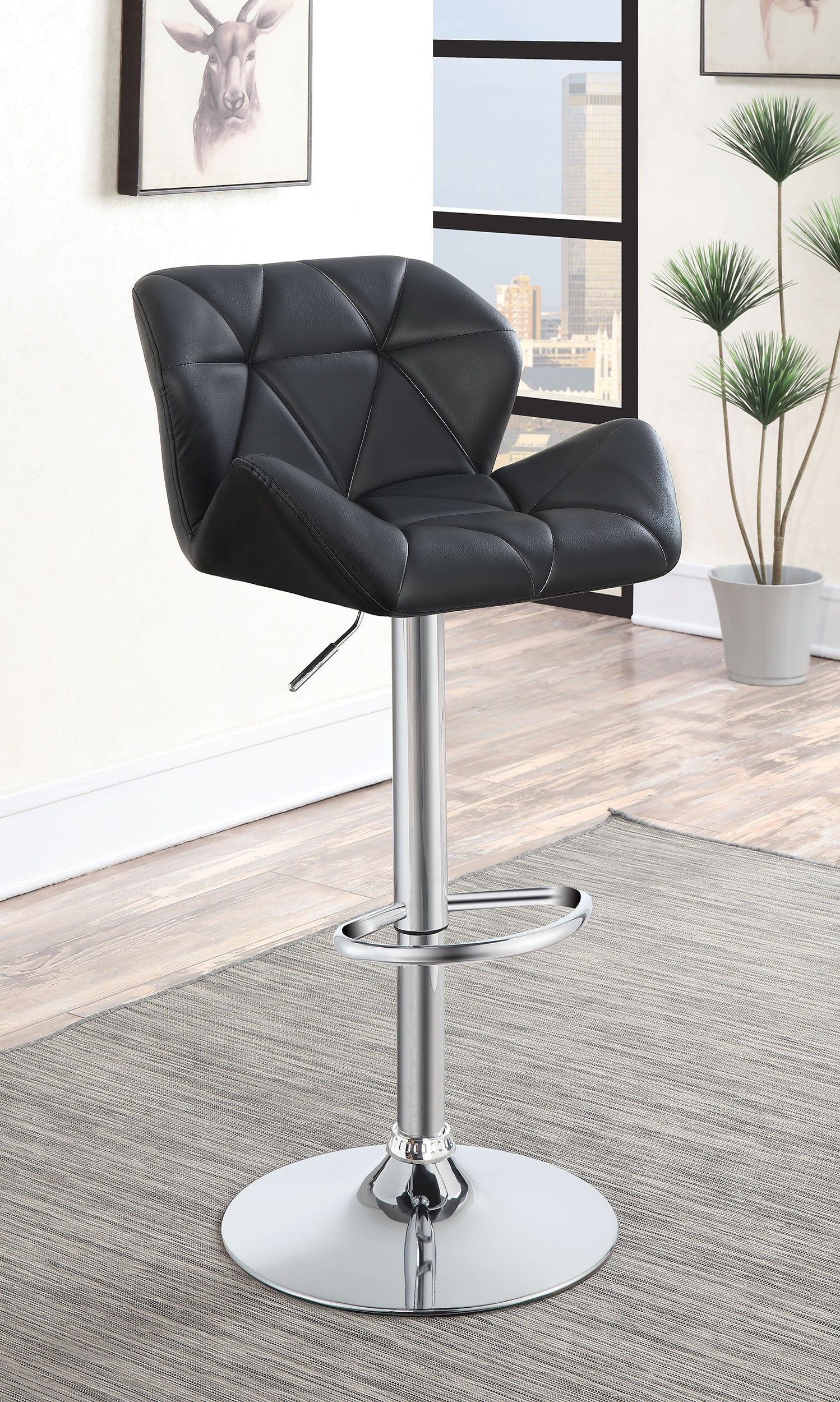 Berrington Upholstered Adjustable Bar Stool Grey (Set of 2)