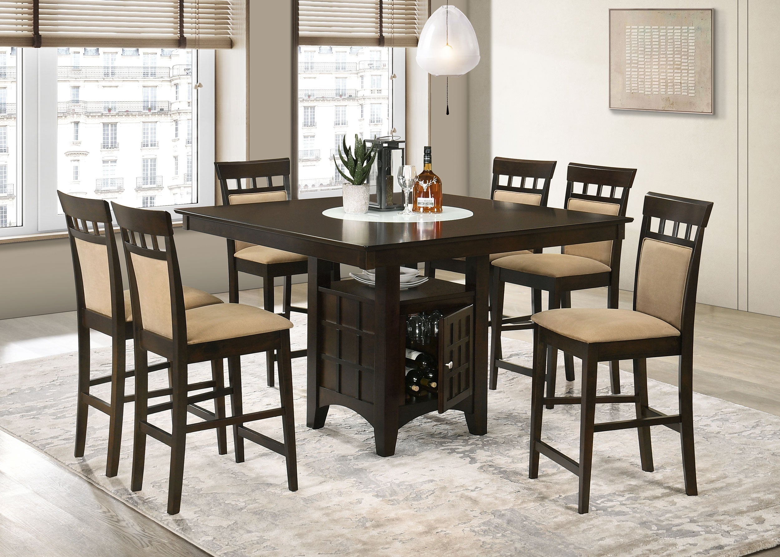 Gabriel Square Counter Height Dining Set Cappuccino