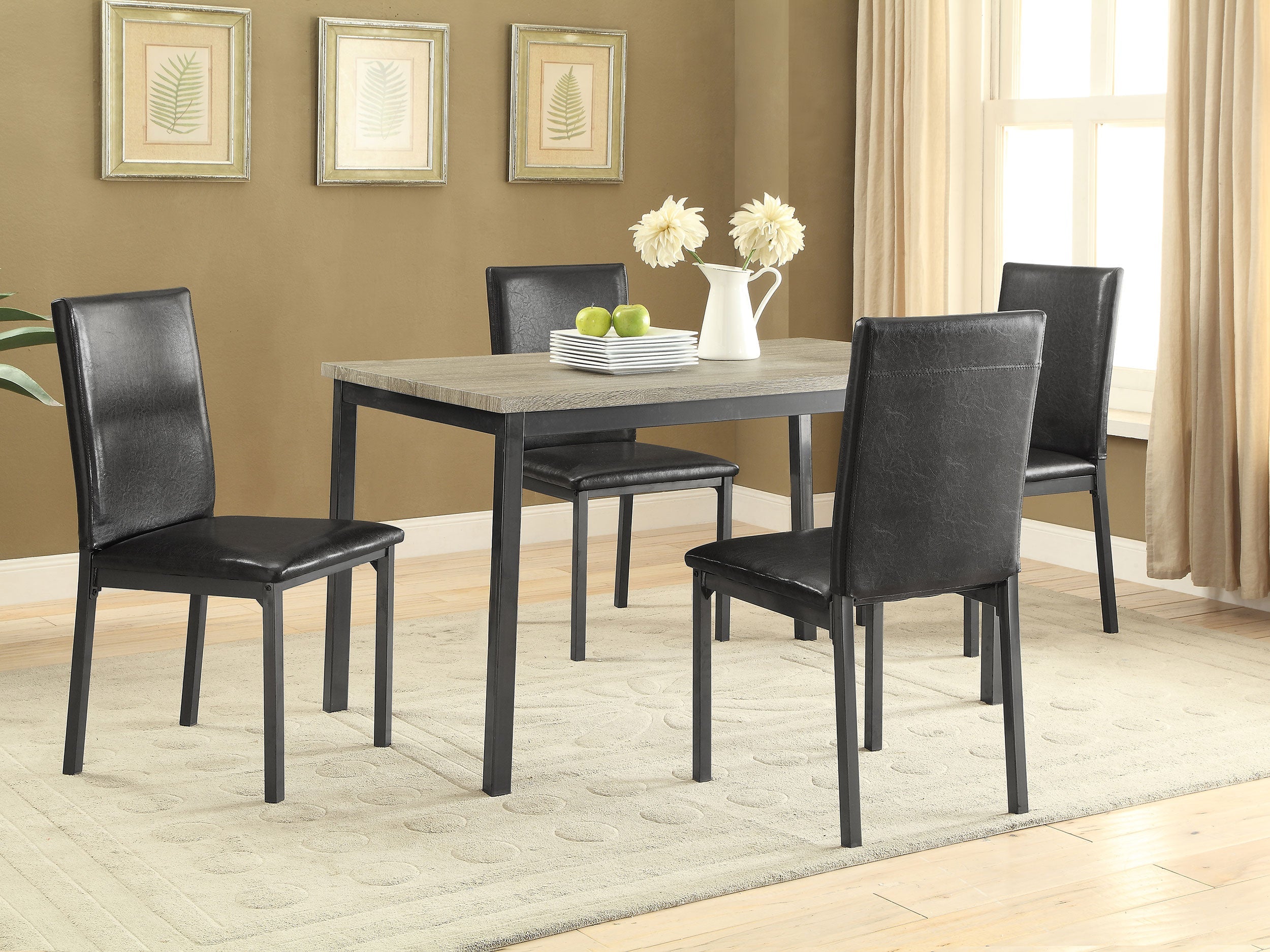 Garza Rectangular Dining Table Set Black