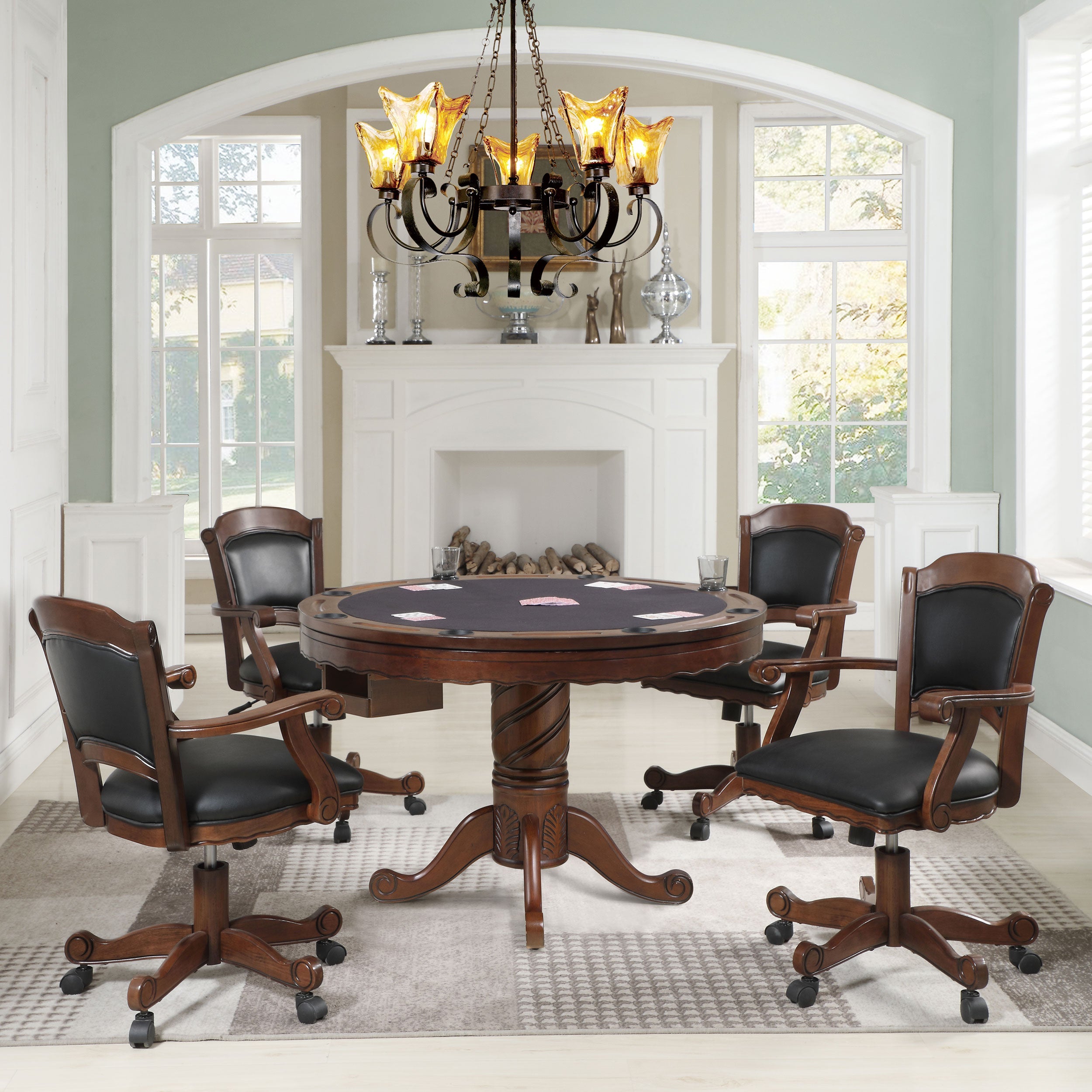 Turk  3-in-1 Dining and Game Table Set Tobacco