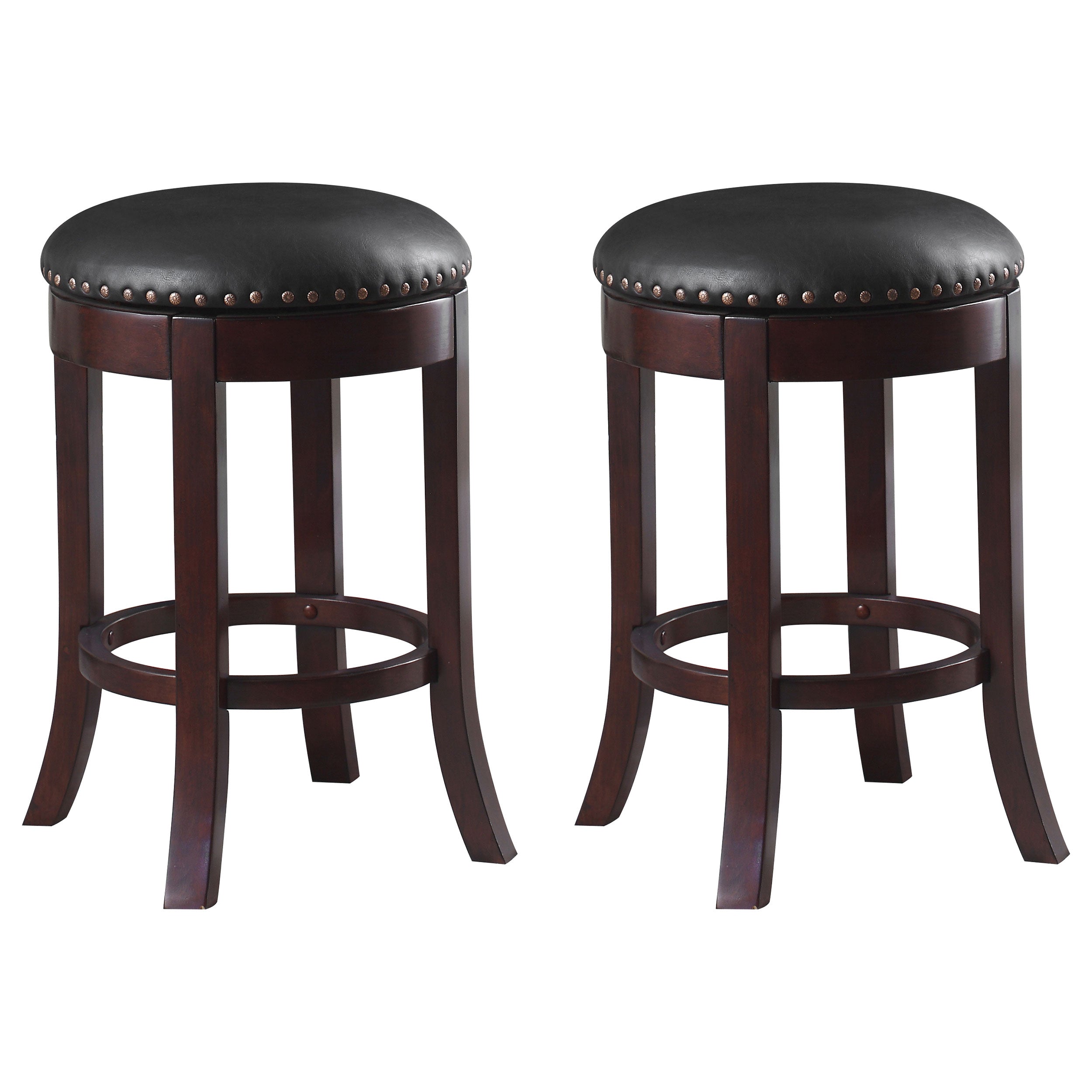 Aboushi Backless Swivel Bar Stool Brown (Set of 2)
