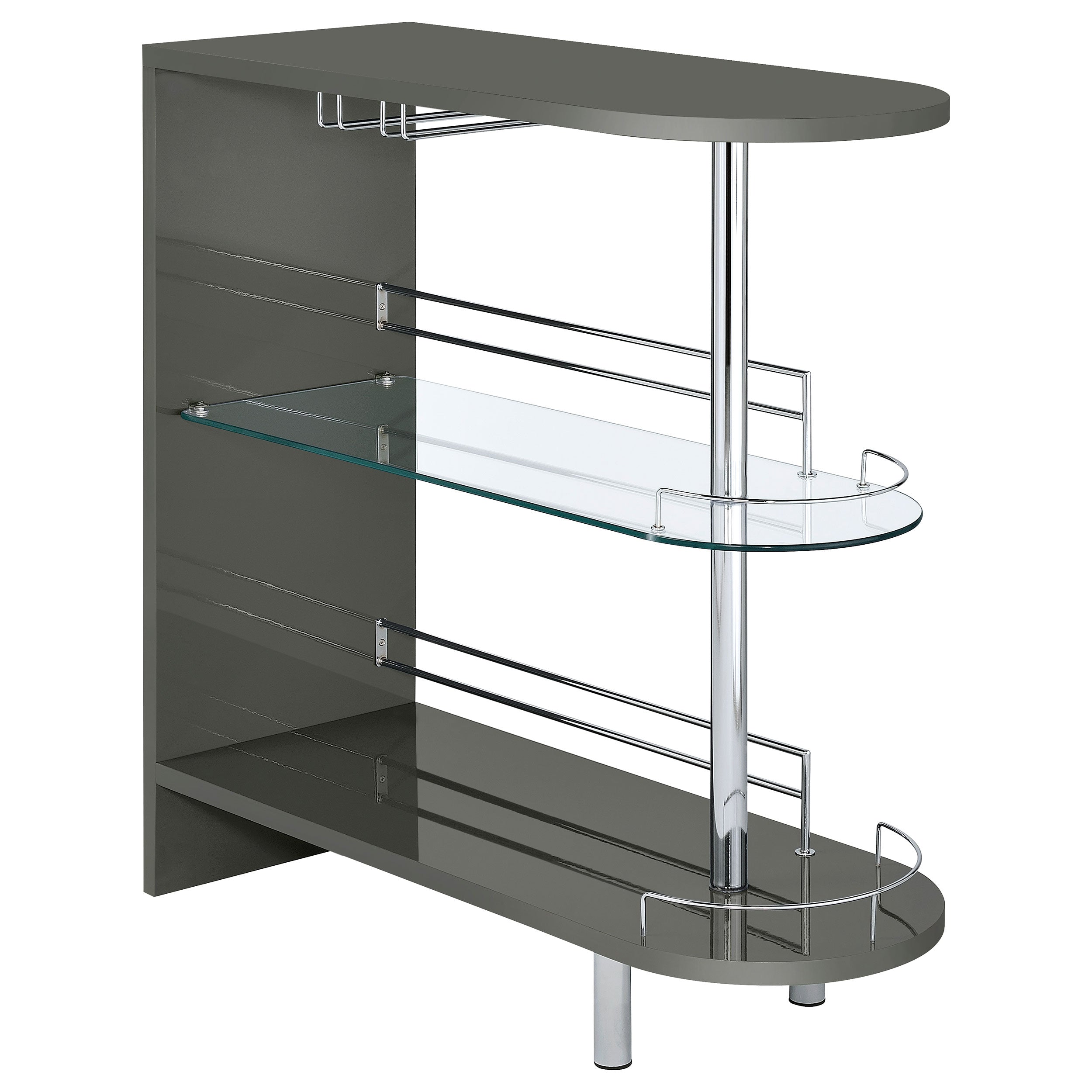 Adolfo Rectangular 2-tier Home Bar Table Black High Gloss
