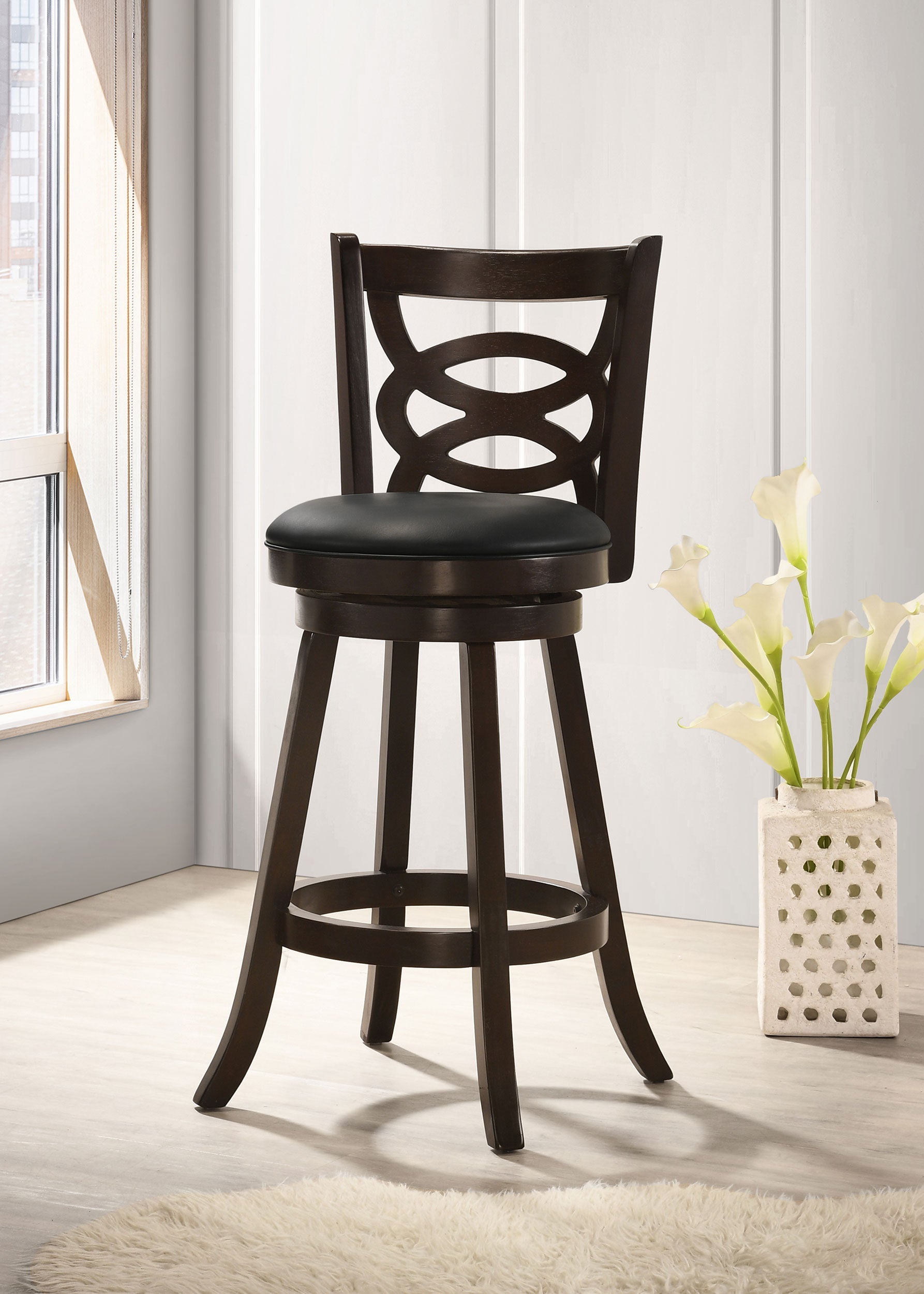 Calecita Wood Swivel Bar / Counter Stool Cappuccino (Set of 2)