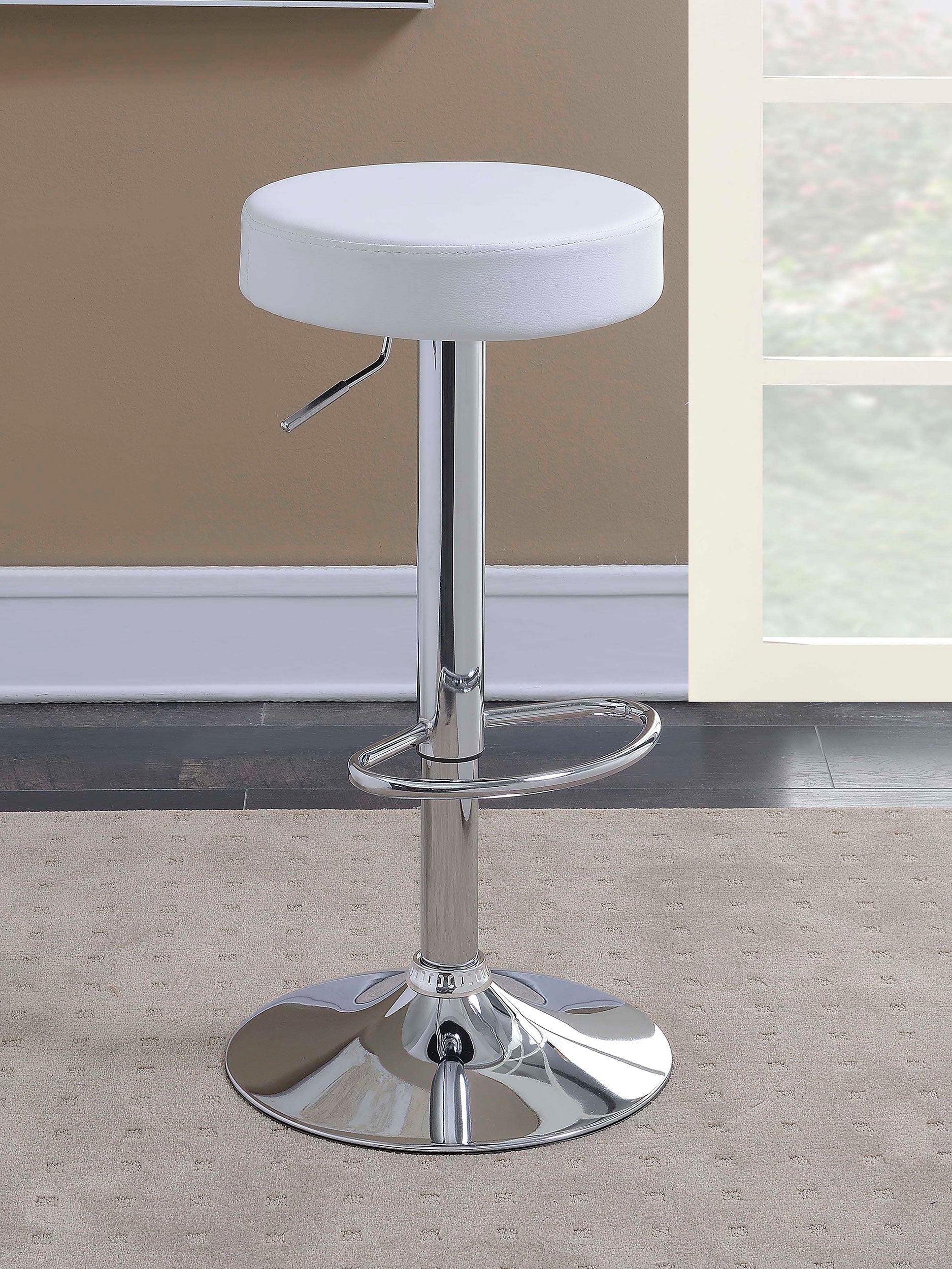 Ramses Adjustable Backless Bar Stool Chrome and White / Black