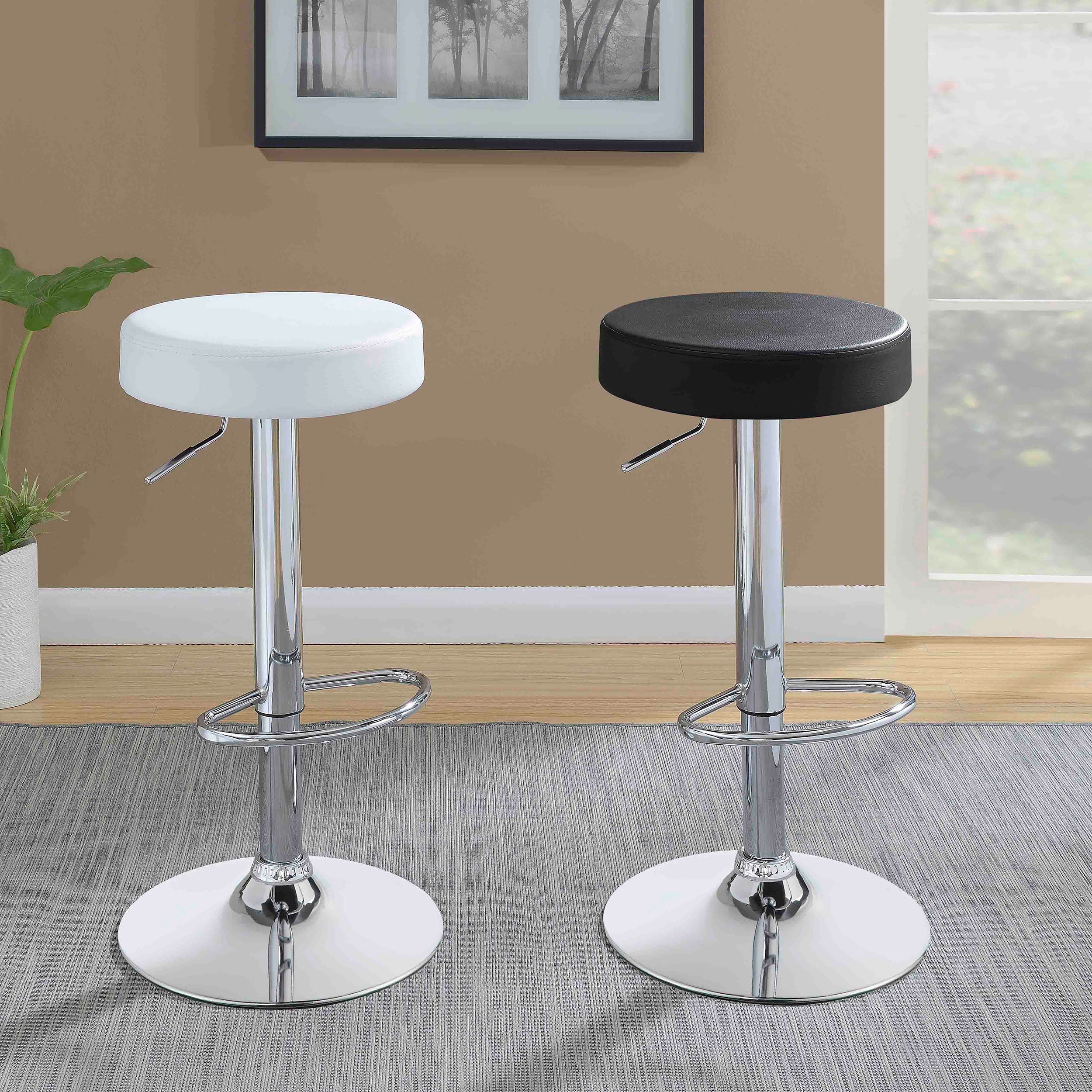 Ramses Adjustable Backless Bar Stool Chrome and White / Black