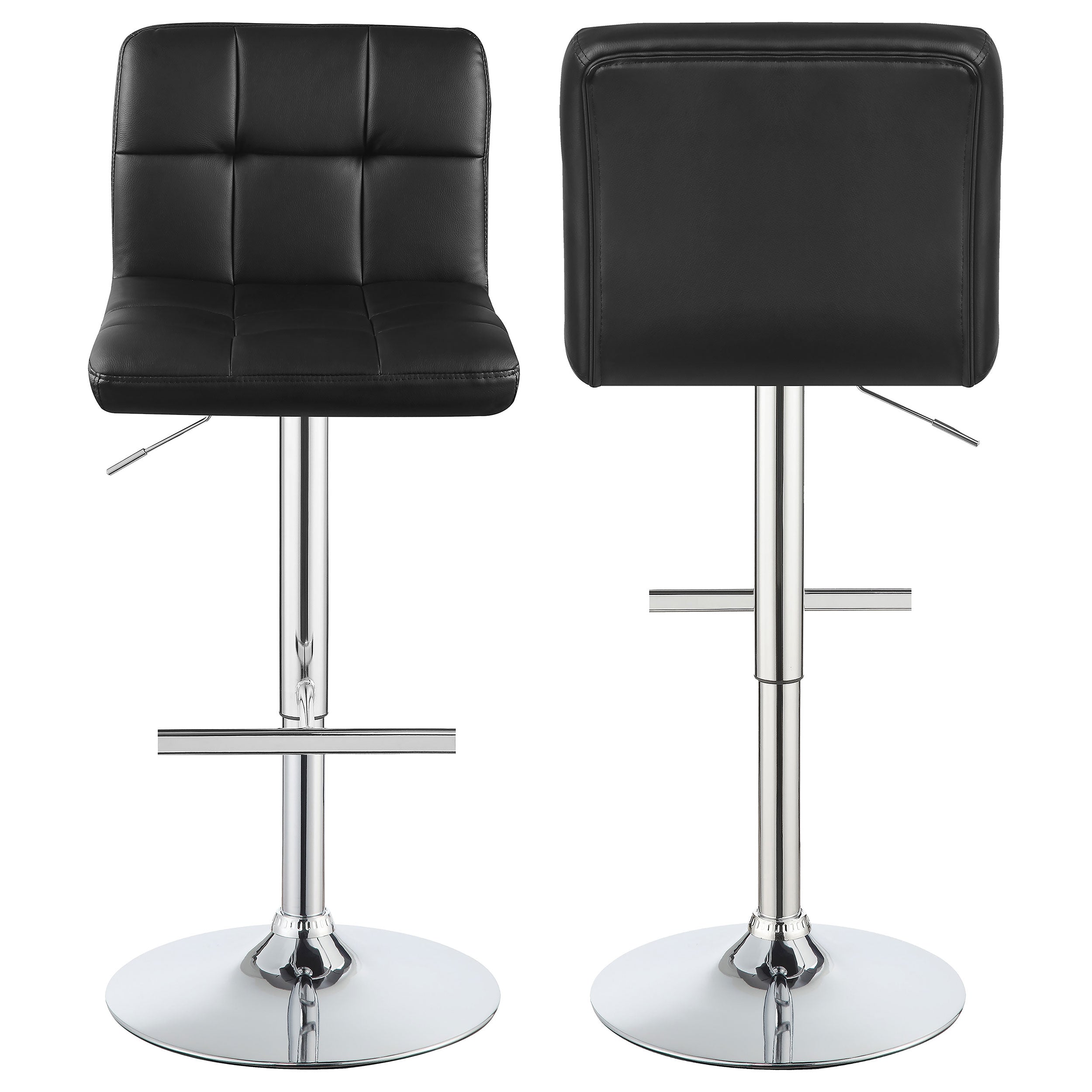 Lenny Upholstered Adjustable Bar Stool Black / White (Set of 2)