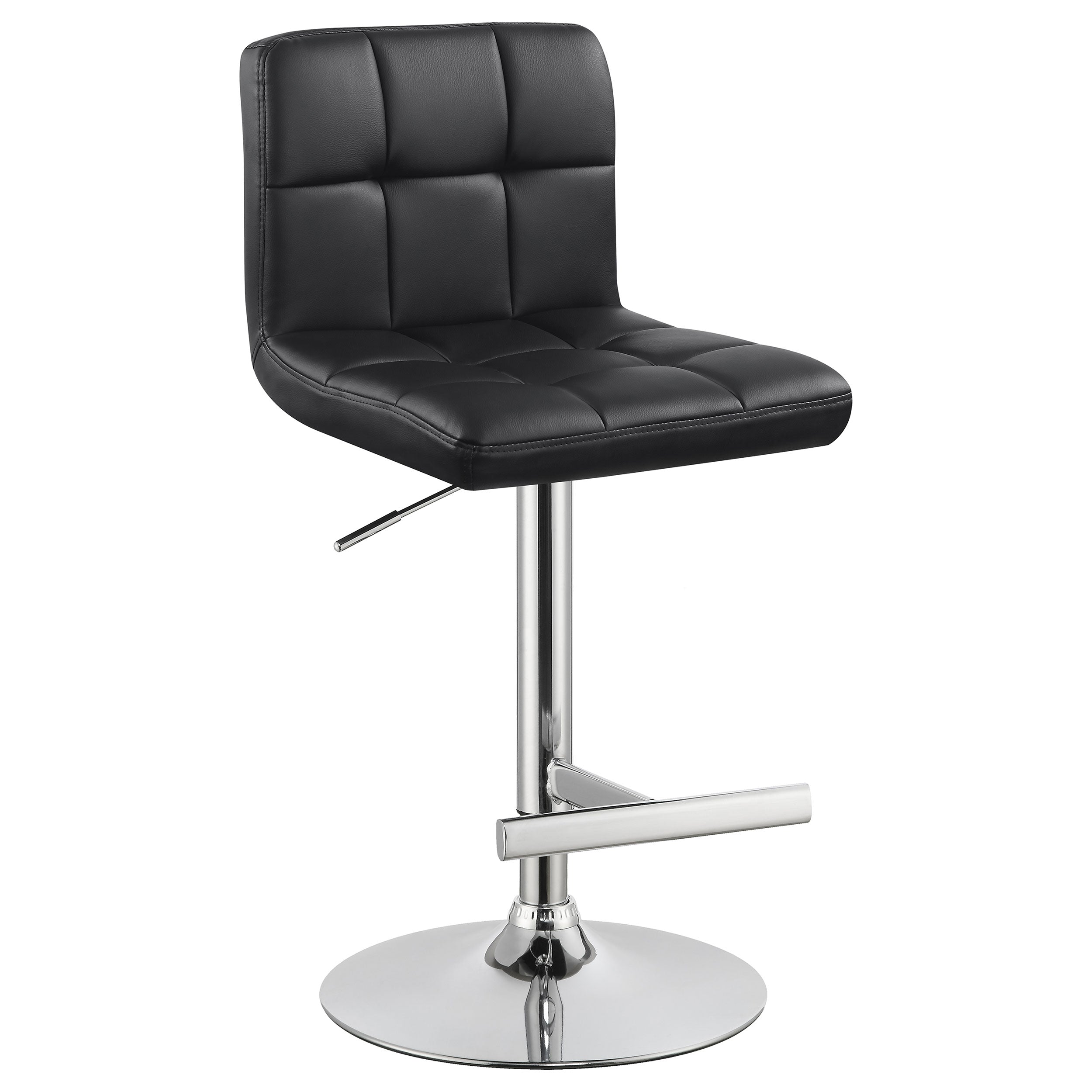 Lenny Upholstered Adjustable Bar Stool Black / White (Set of 2)