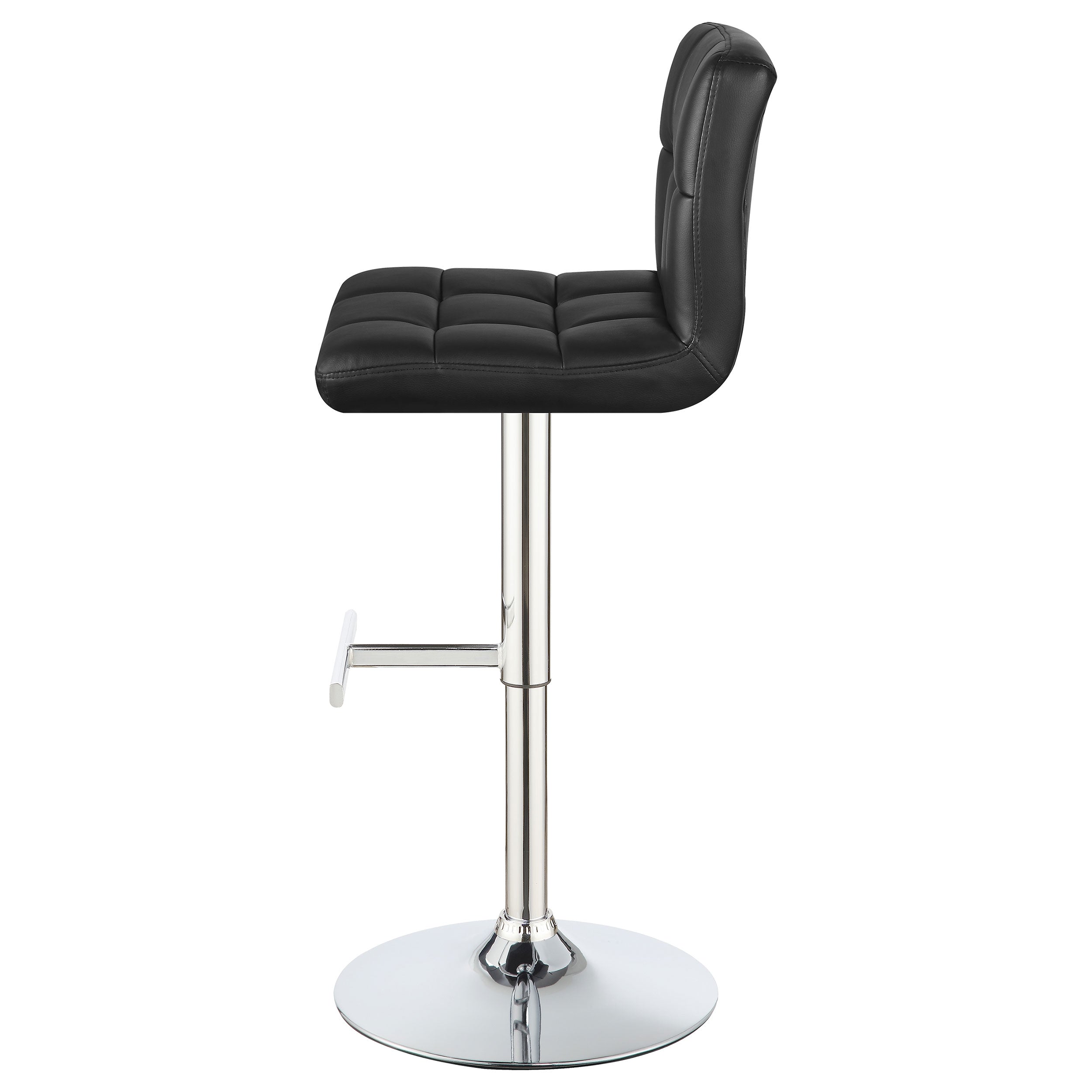 Lenny Upholstered Adjustable Bar Stool Black / White (Set of 2)