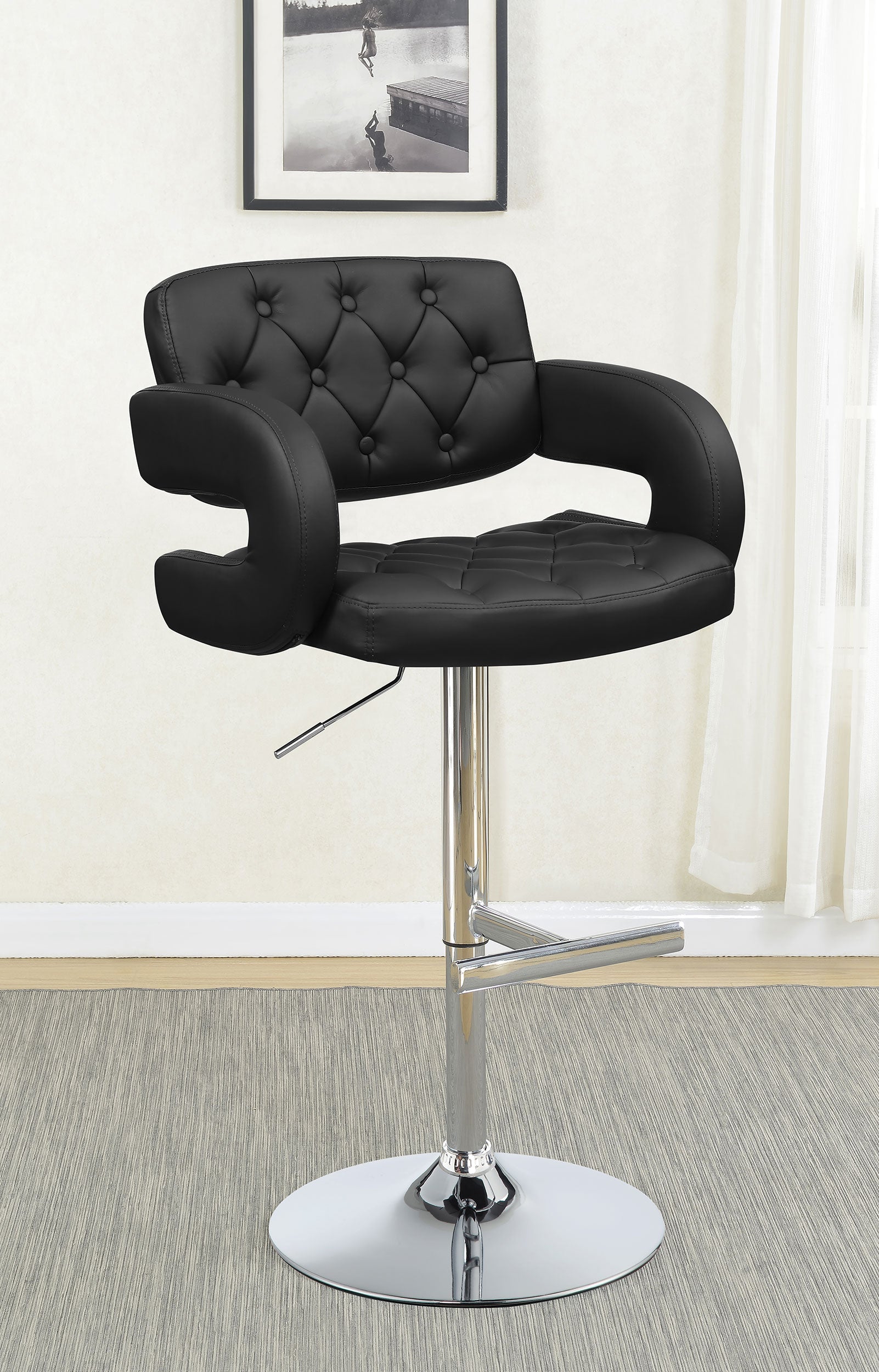 Brandi Adjustable Bar Stool Black / White and Chrome