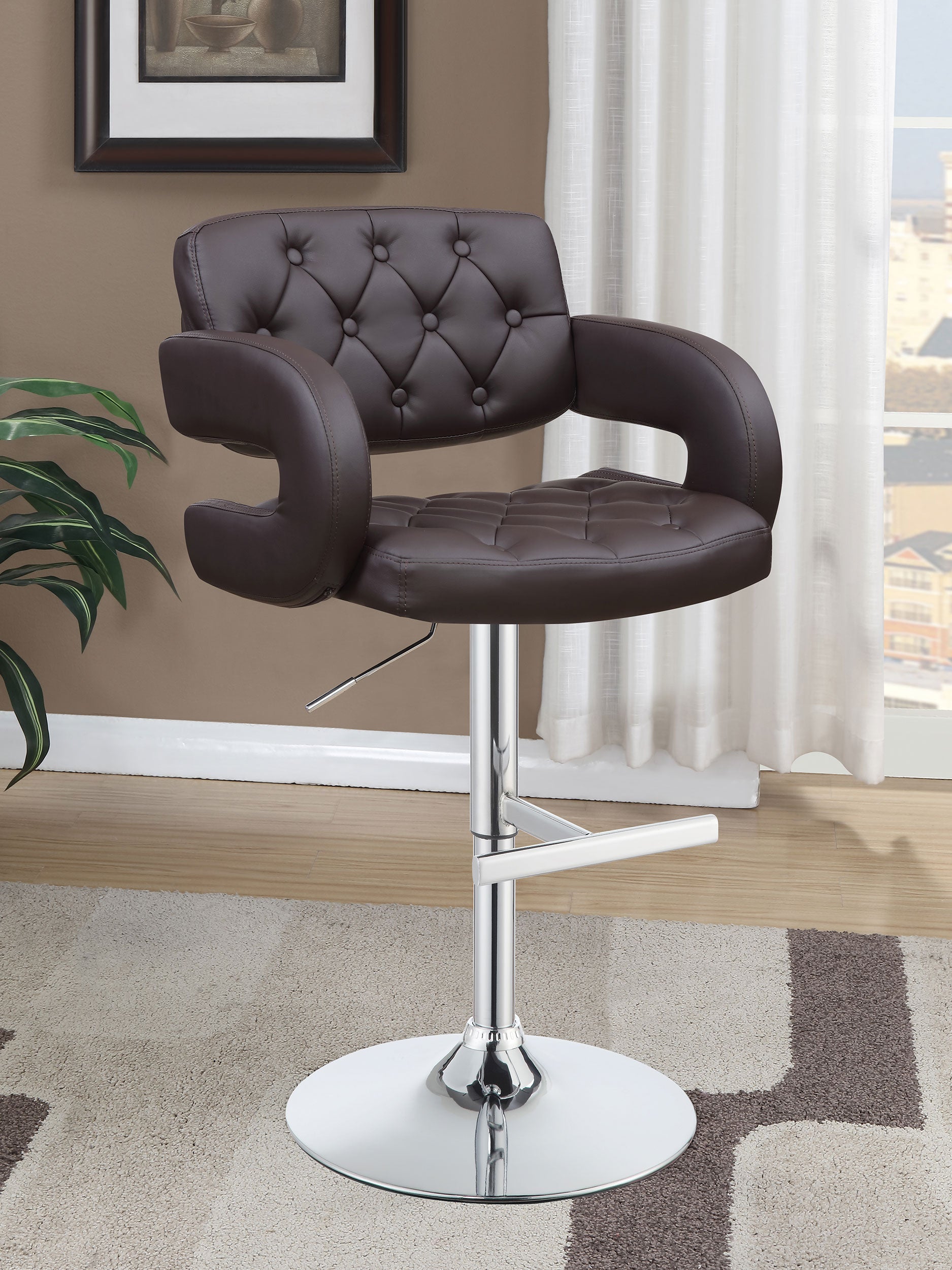 Brandi Adjustable Bar Stool Black / White and Chrome