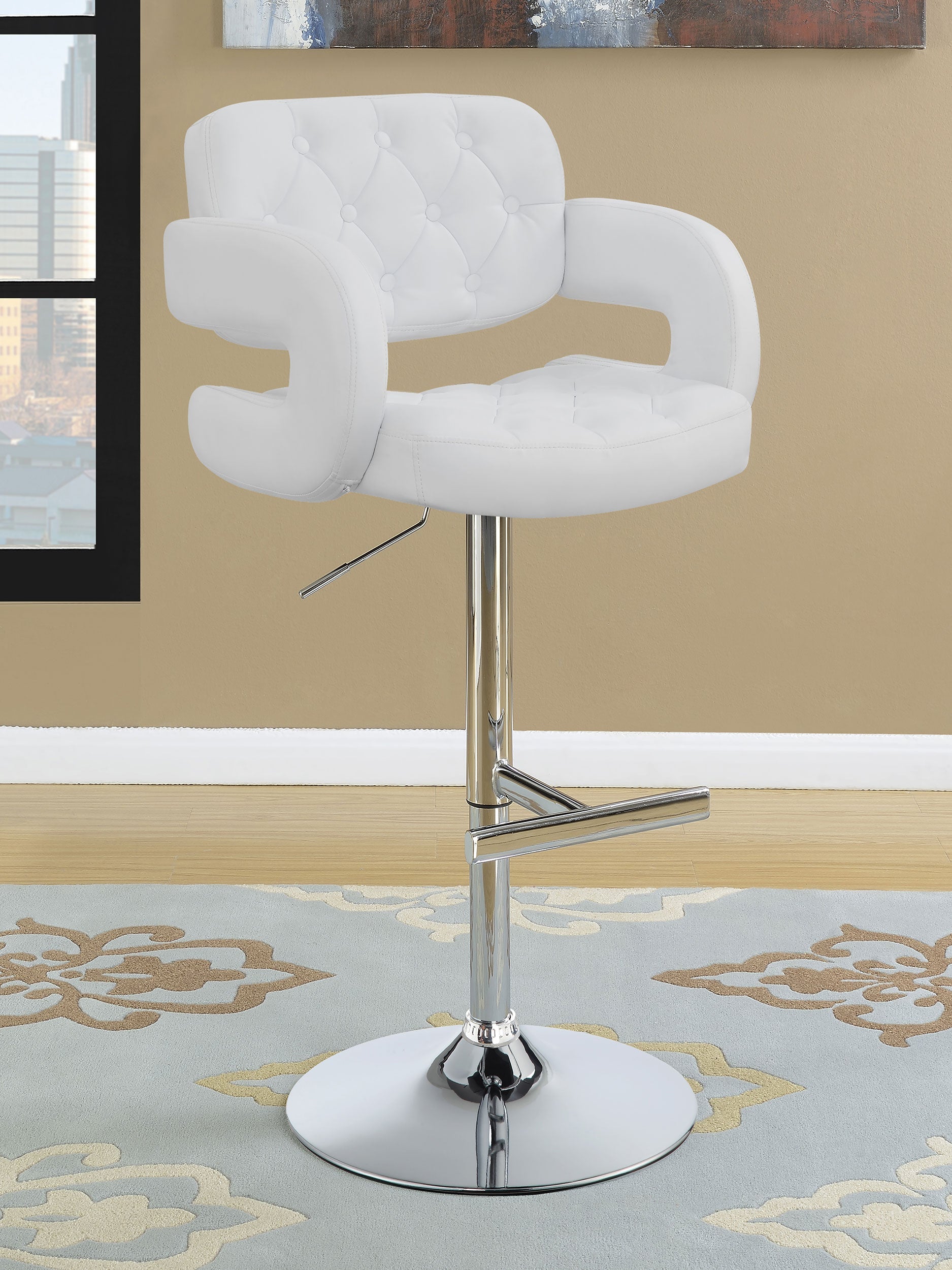Brandi Adjustable Bar Stool Black / White and Chrome