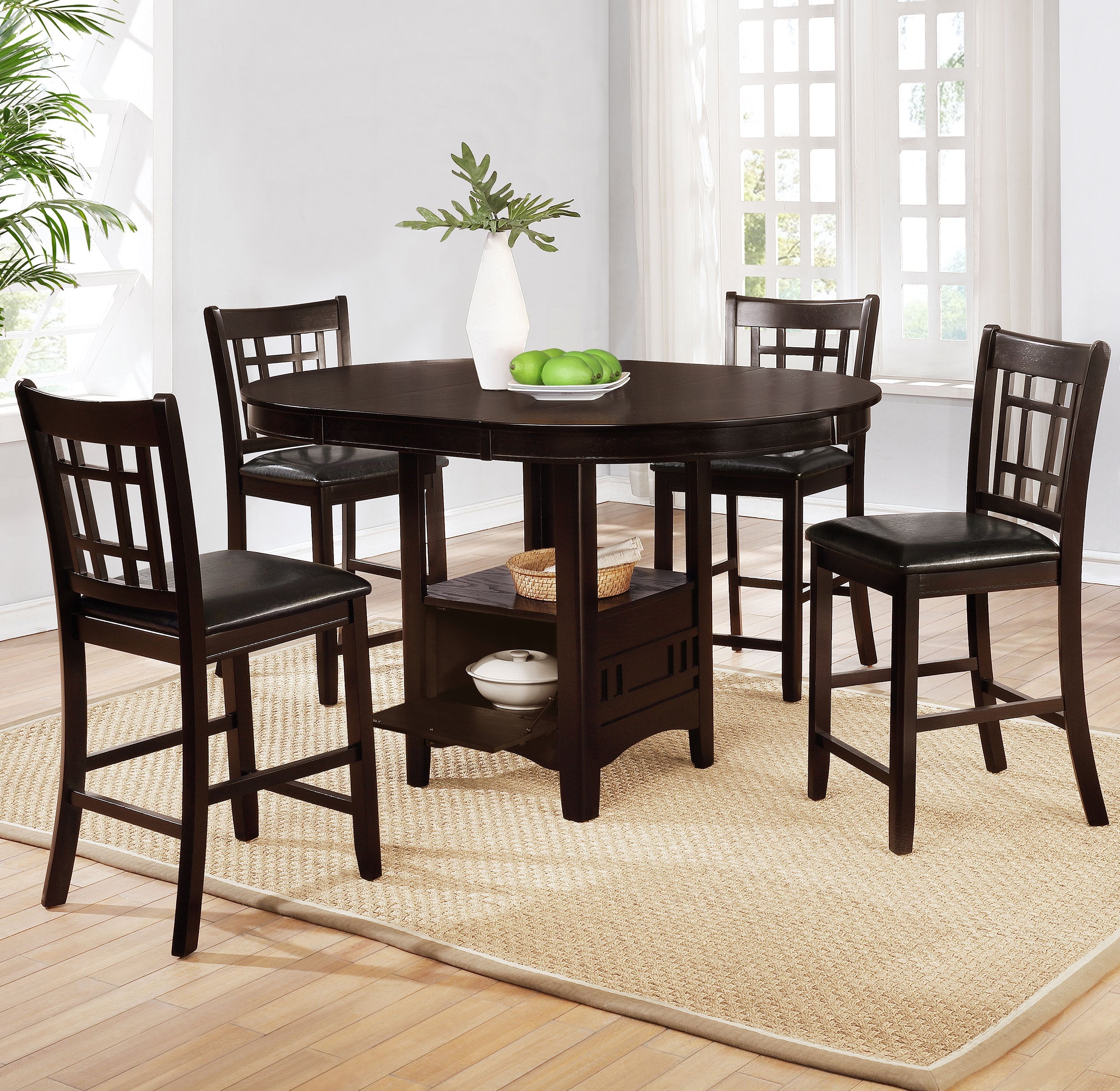 Lavon  Oval Counter Height Dining Set Espresso