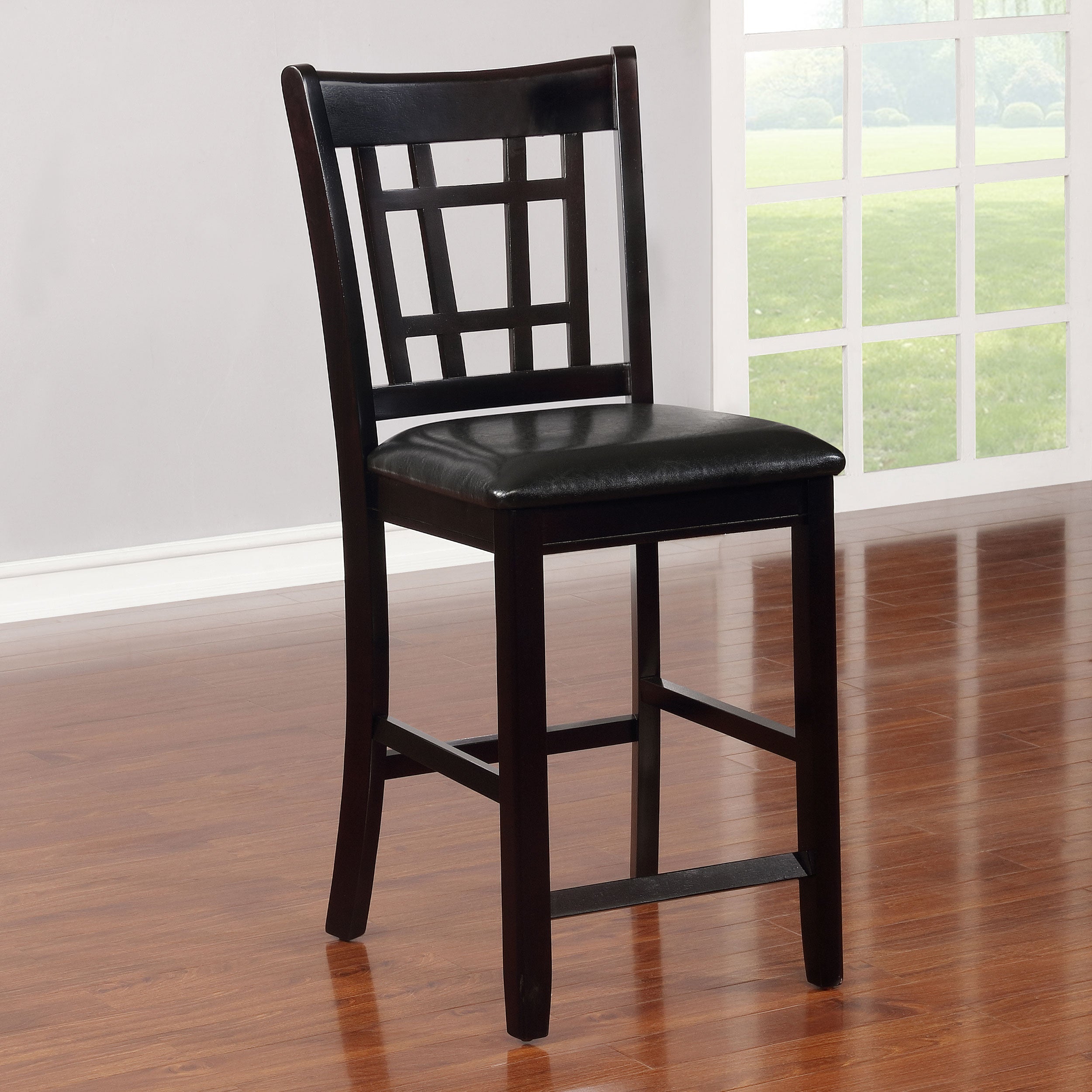 Lavon Wood Counter Chair Tan / Black and Espresso (Set of 2)