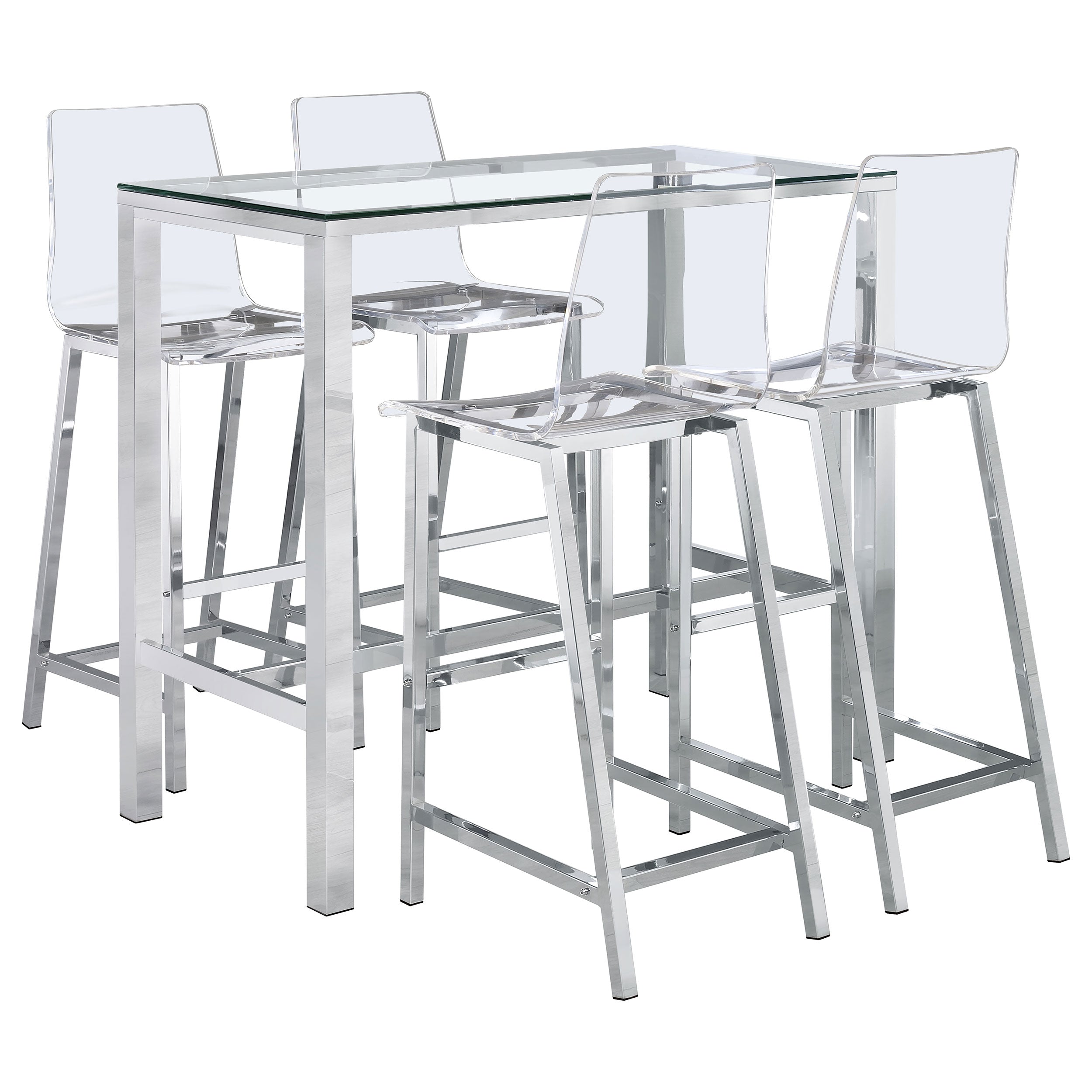 Tolbert Bar Set with Acrylic Chairs Clear and Chrome
