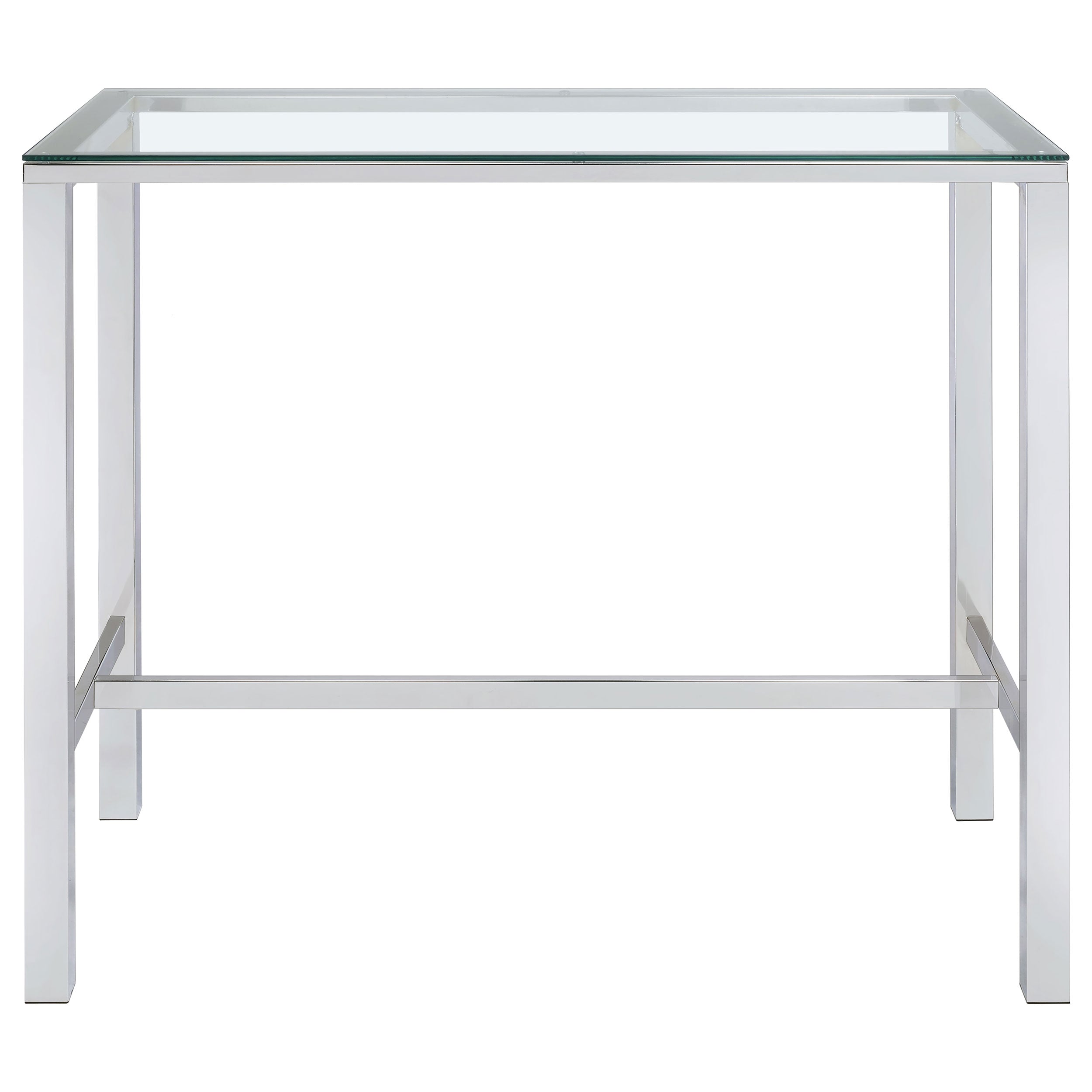 Tolbert Rectangular 47-inch Glass Top Pub Bar Table Chrome