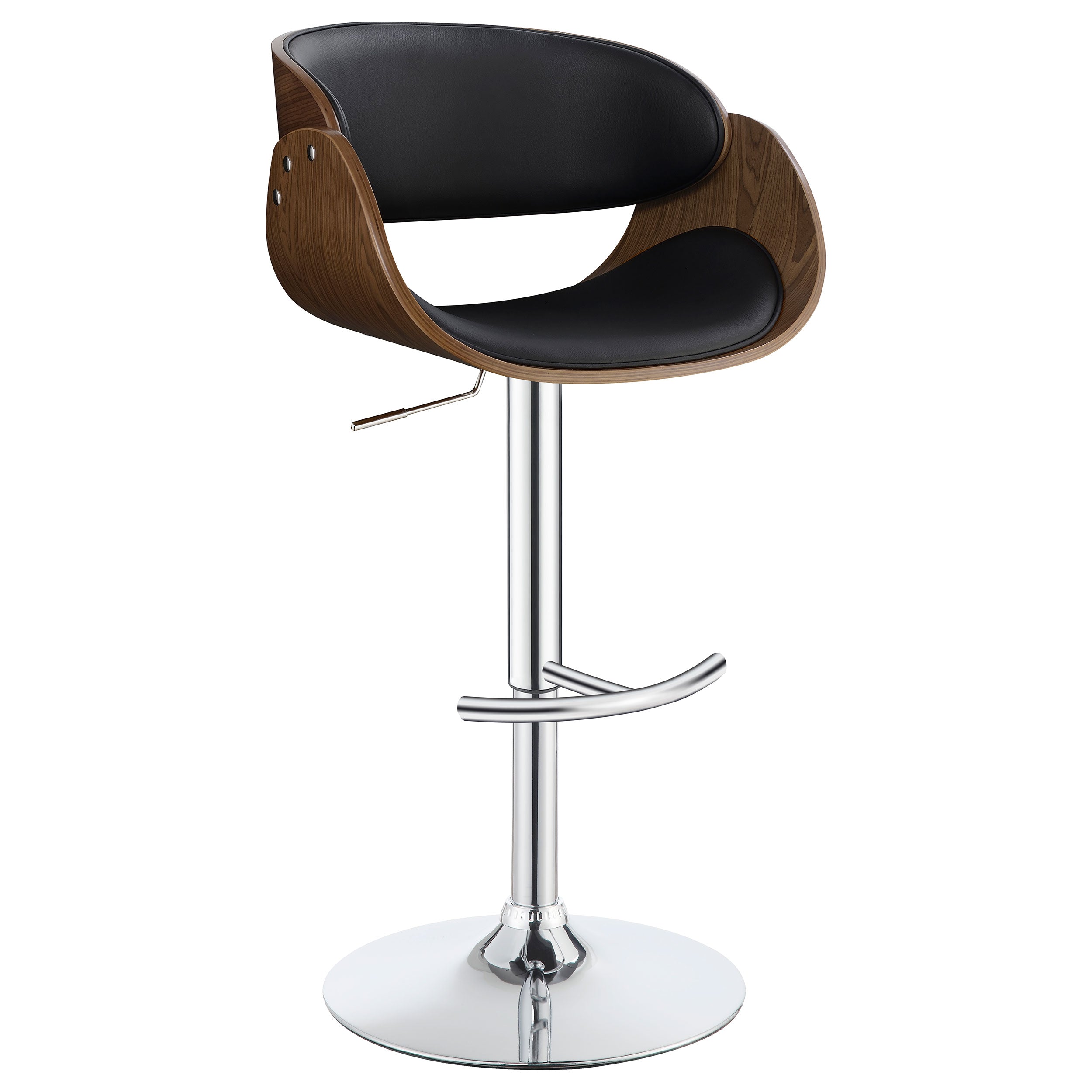 Dana Adjustable Bar Stool Black / Ecru and Chrome