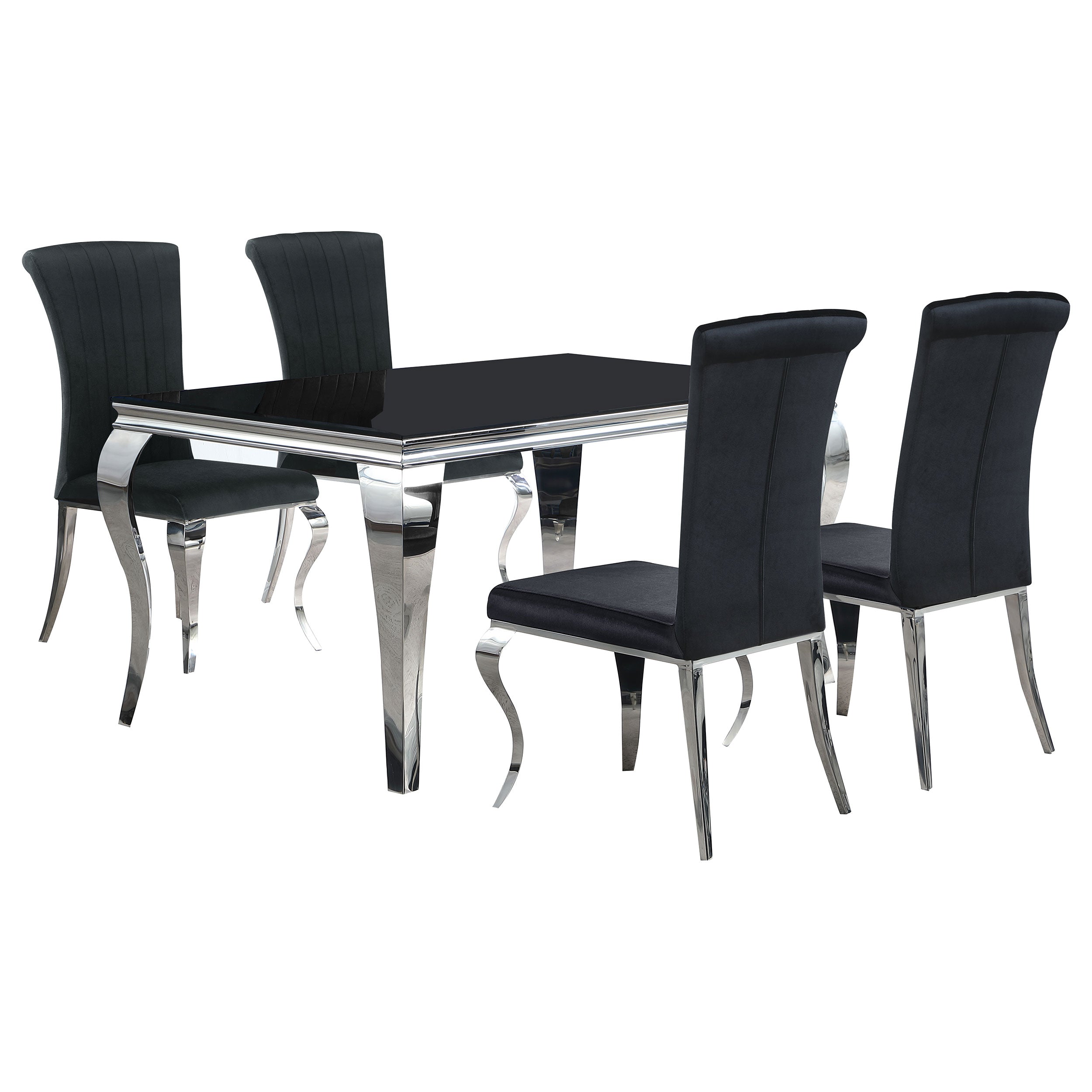 Carone  61-inch Rectangular Black Glass Dining Set Black