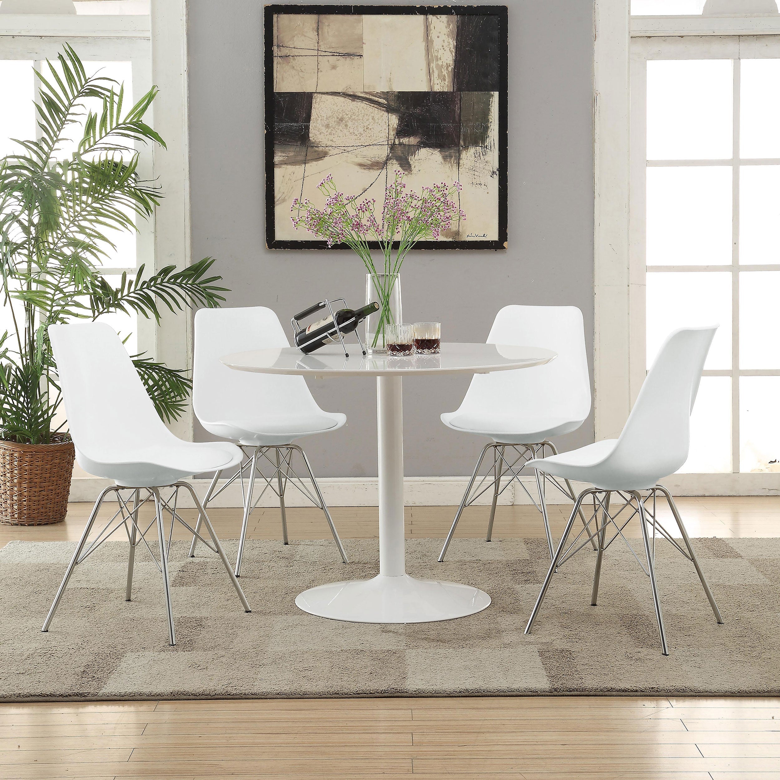 Lowry  Round Dining Table Set White