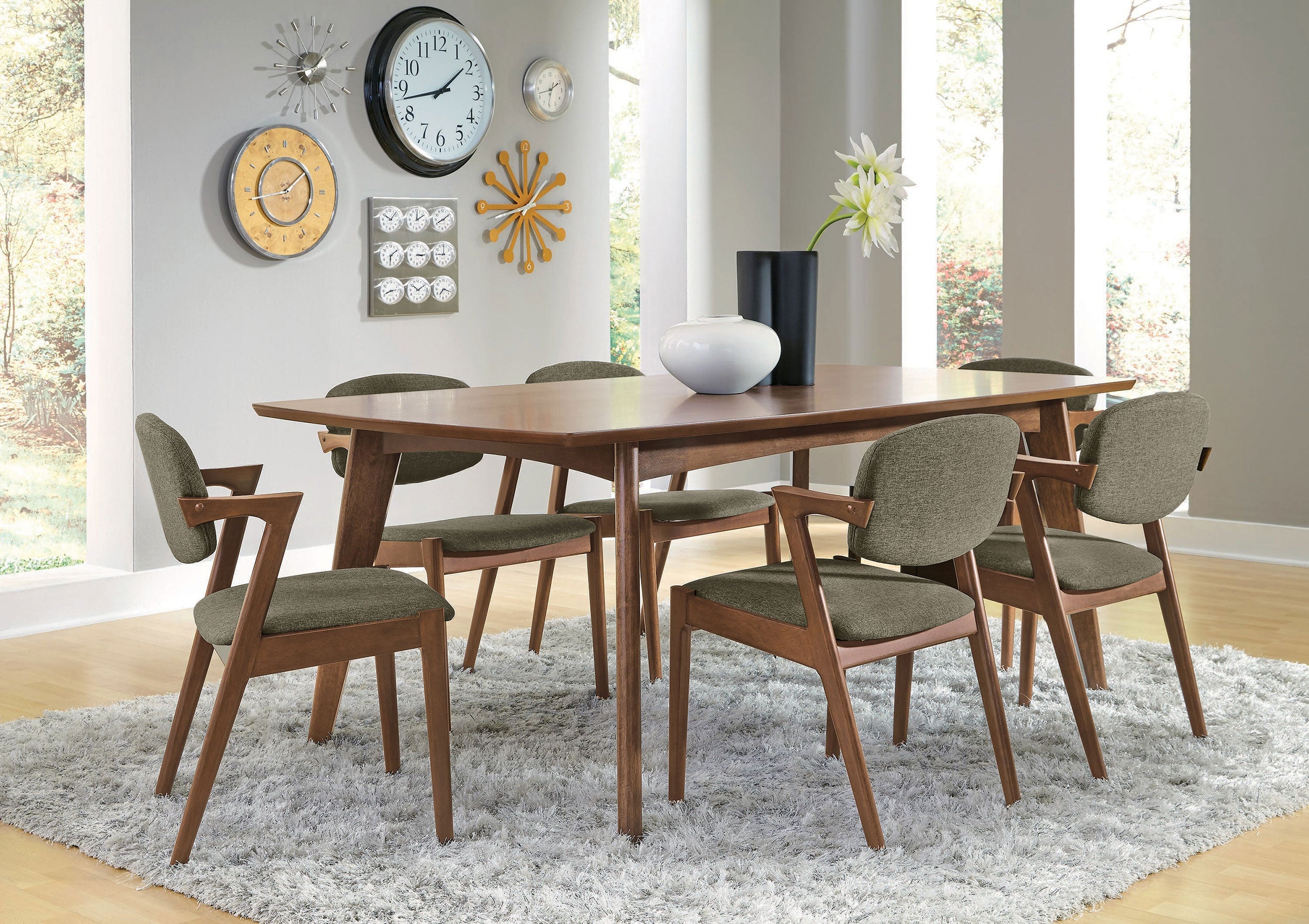 Malone  Rectangular Dining Table Set Dark Walnut