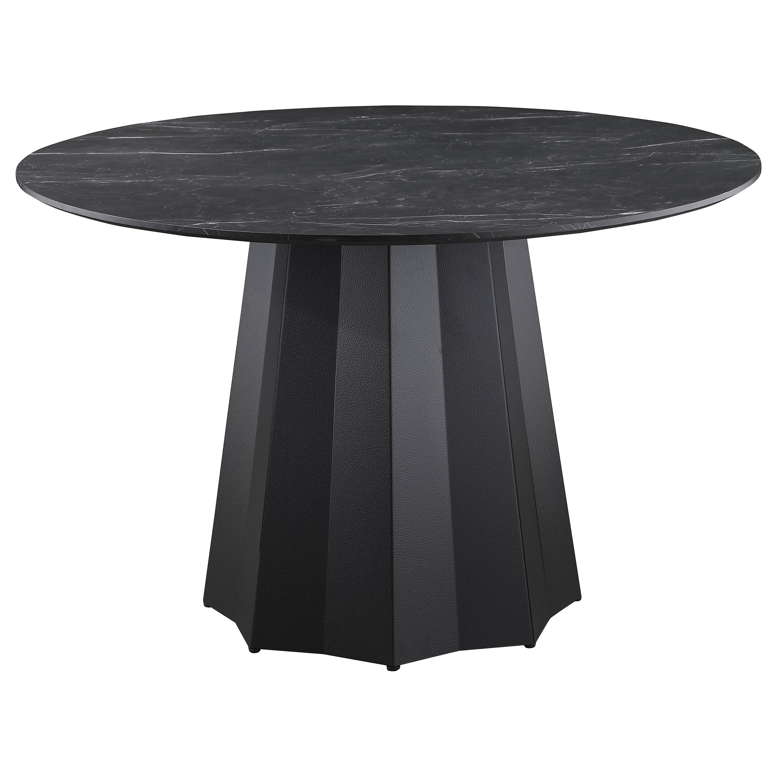 Camden Round Faux Marble Top Dining Table Set Black