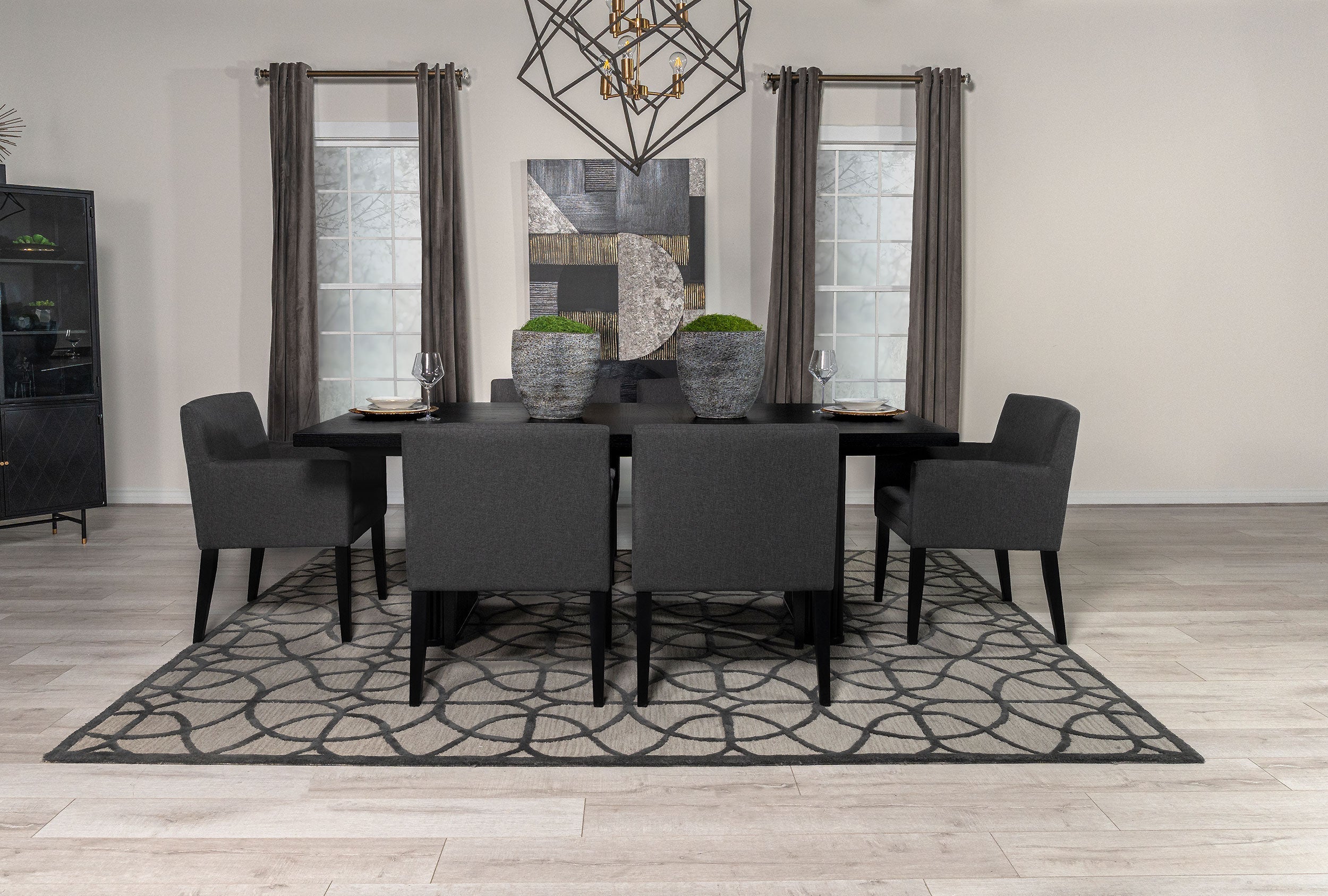 Catherine Rectangular Dining Table Set Black