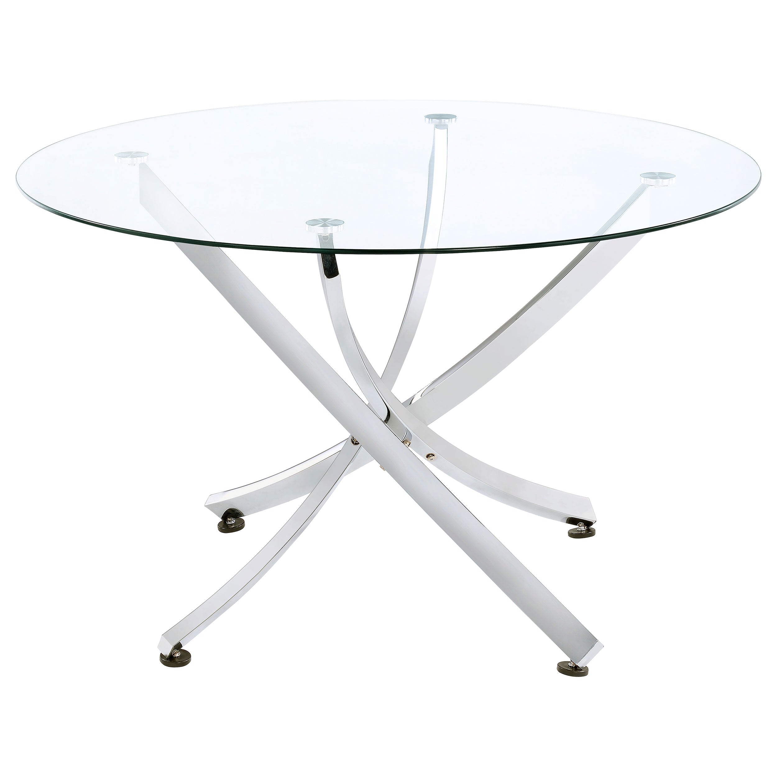 Beckham Round 46-inch Glass Top Dining Table Brass
