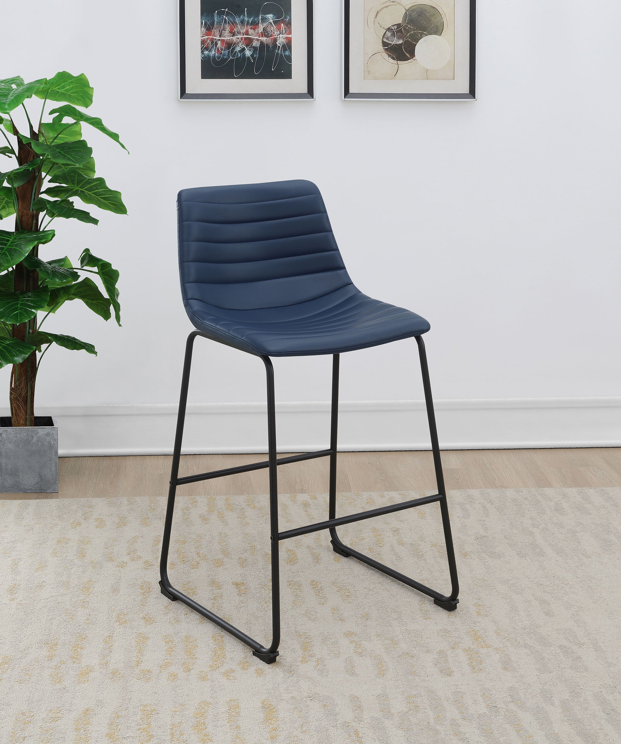 Zuni Faux Leather Upholstered Bar Chair Blue (Set of 2)