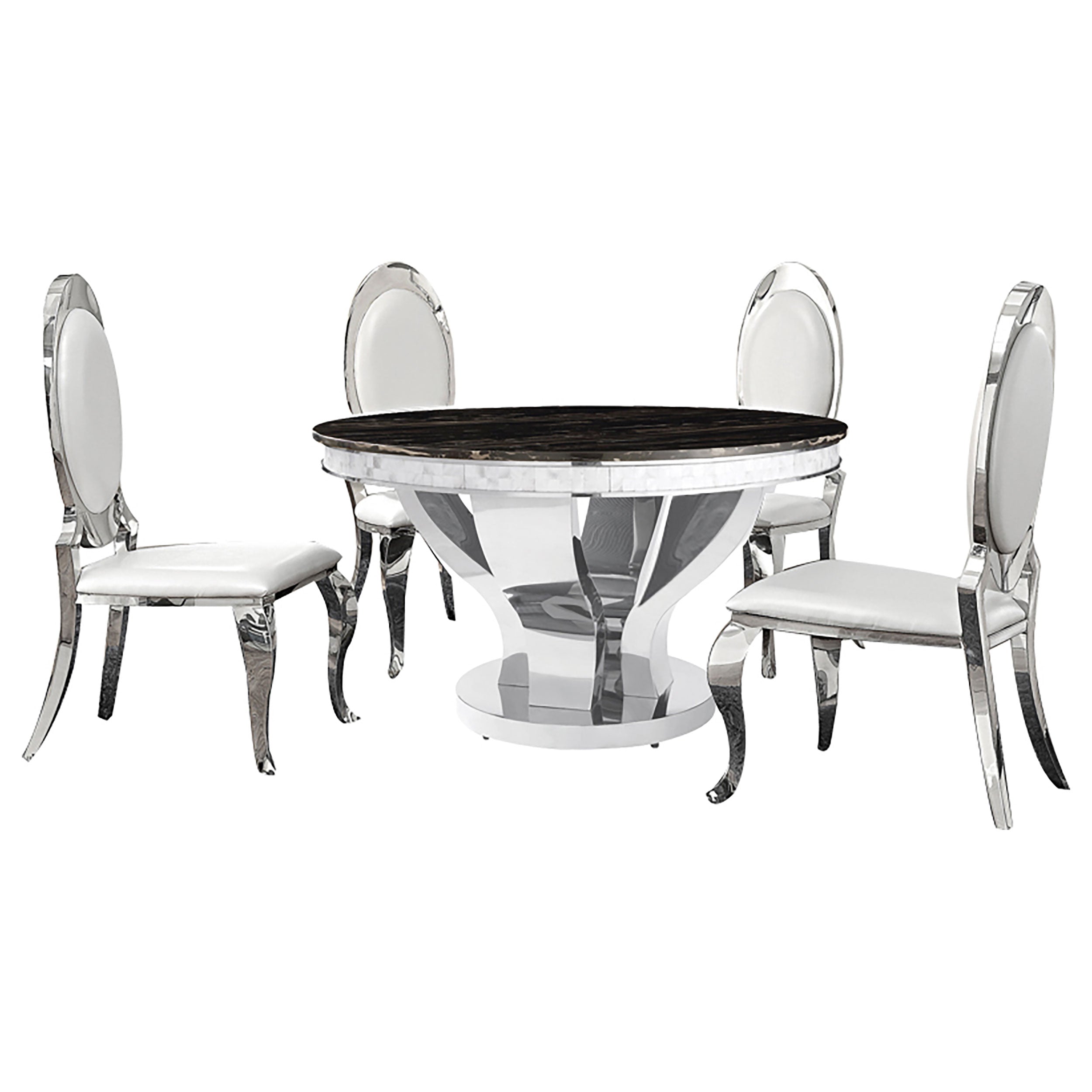 Anchorage  Round Stainless Steel Dining Set Chrome