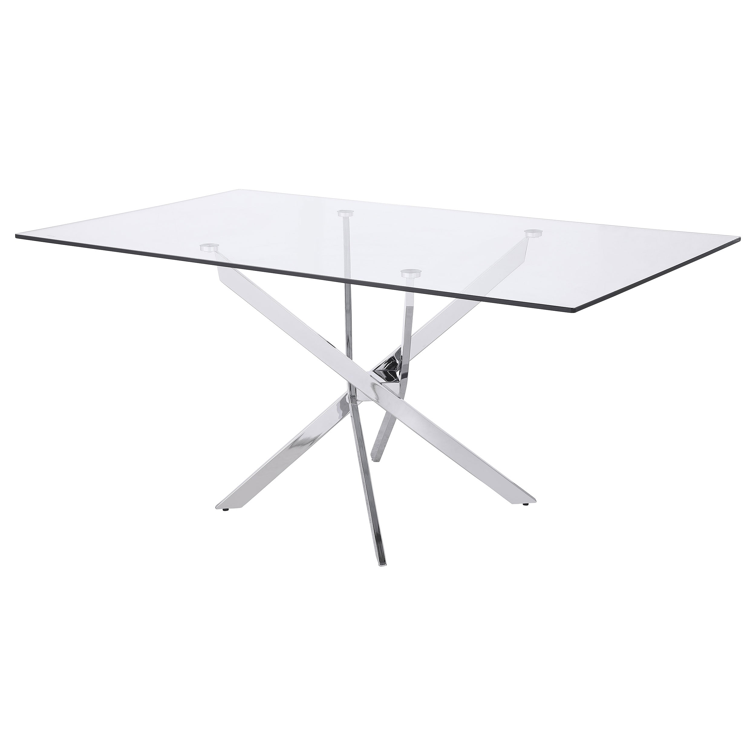 Carmelo Rectangular 66-inch Glass Top Dining Table Chrome