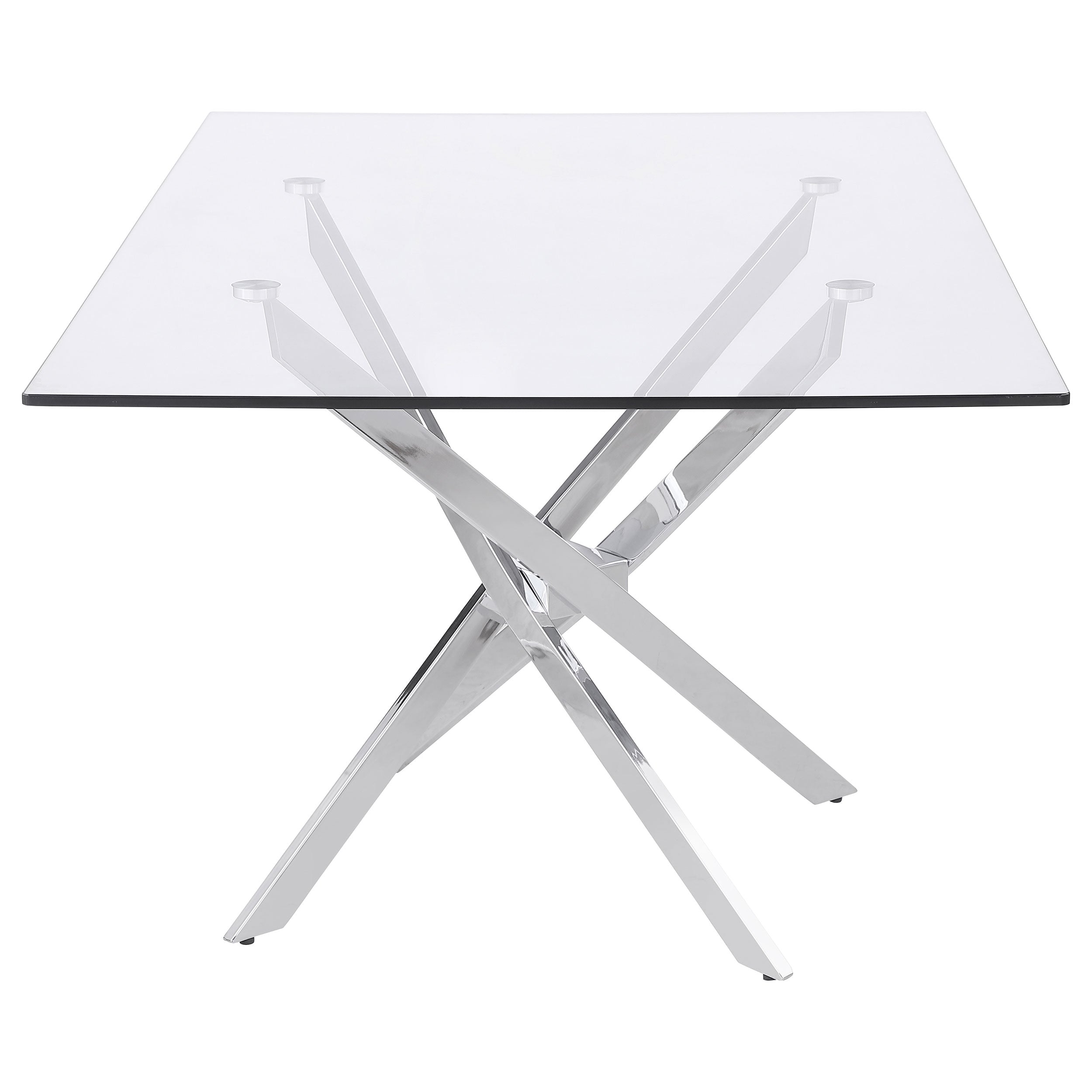 Carmelo Rectangular 66-inch Glass Top Dining Table Chrome