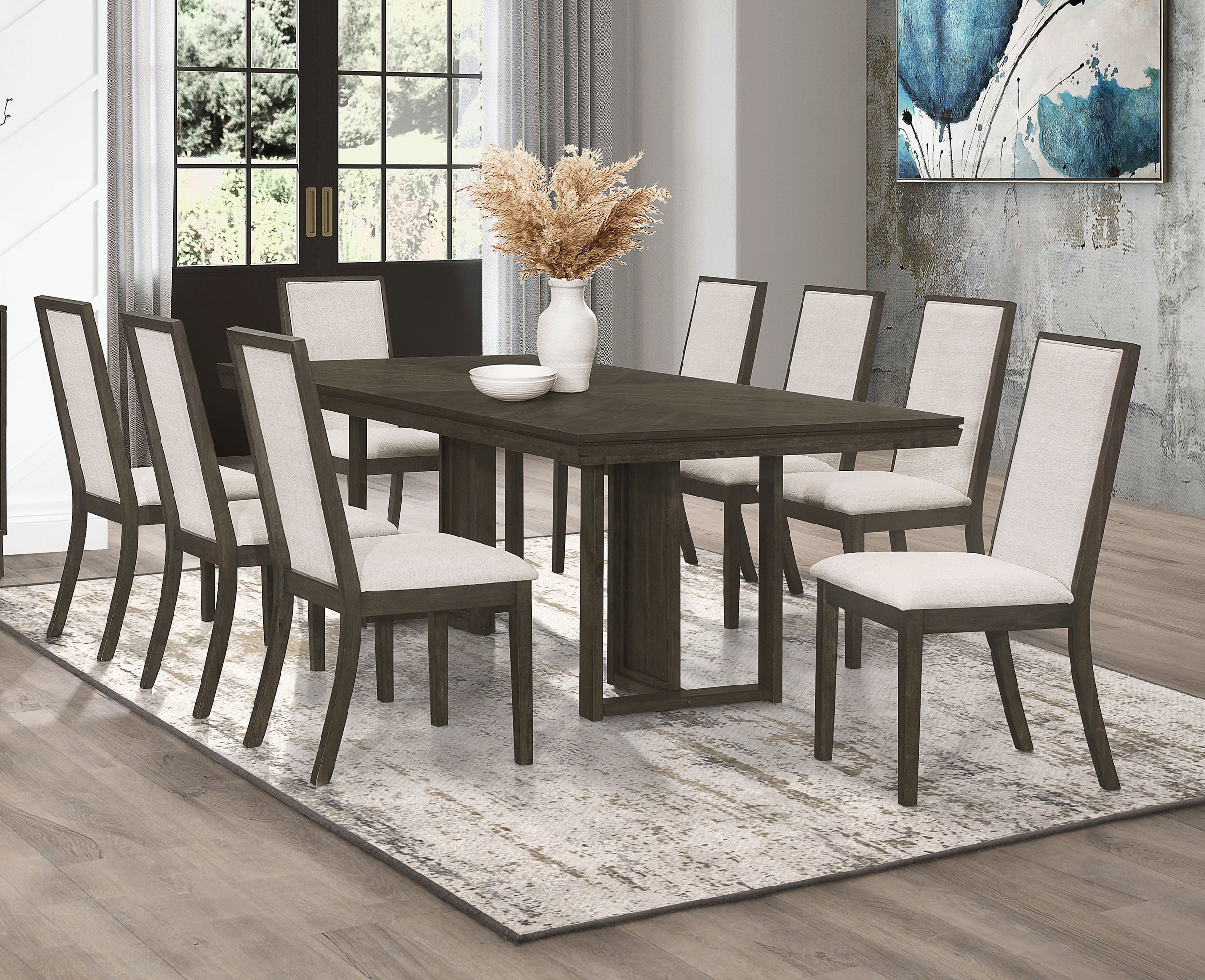 Kelly  Rectangular Dining Table Set Dark Grey