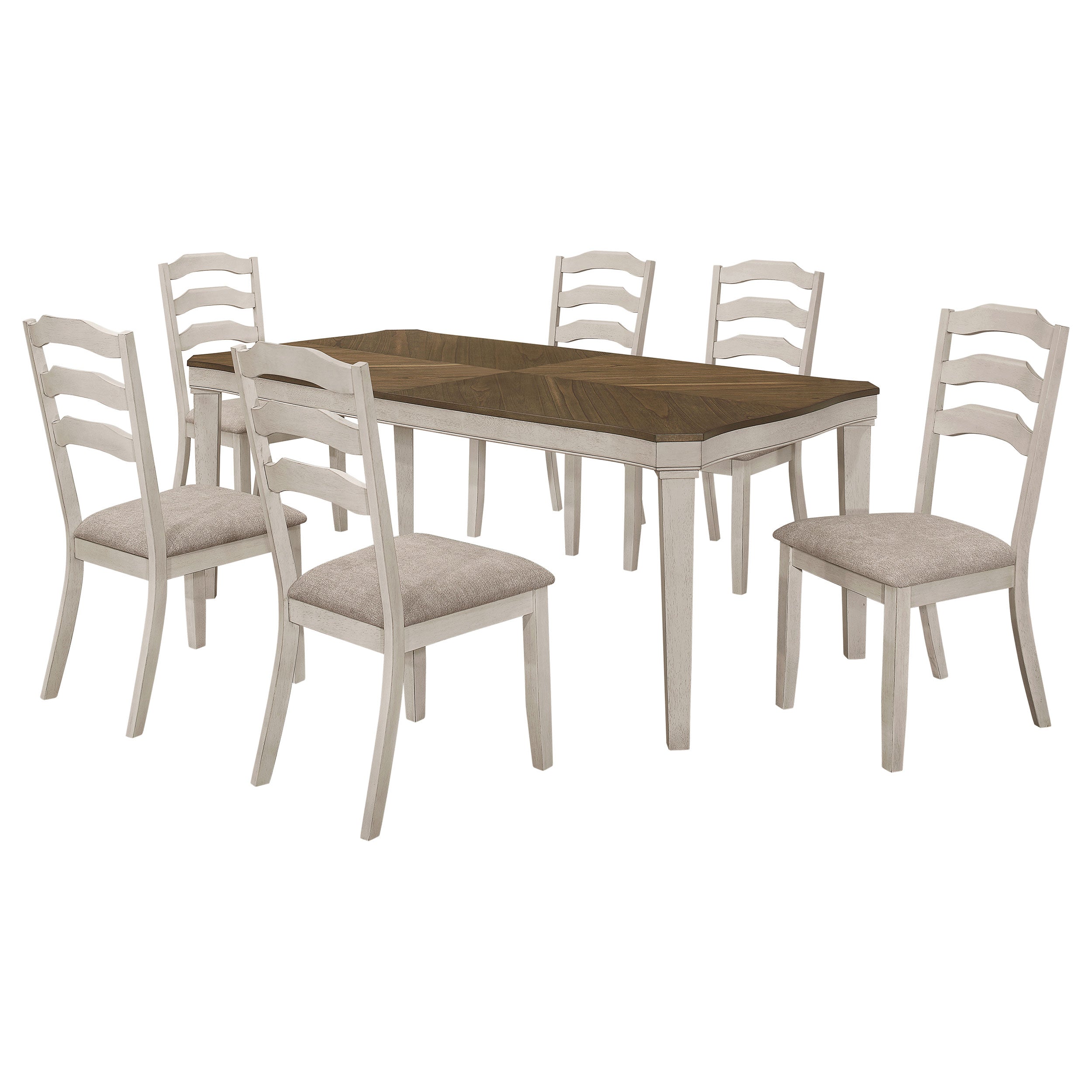 Ronnie  Rectangular Dining Table Set Rustic Cream