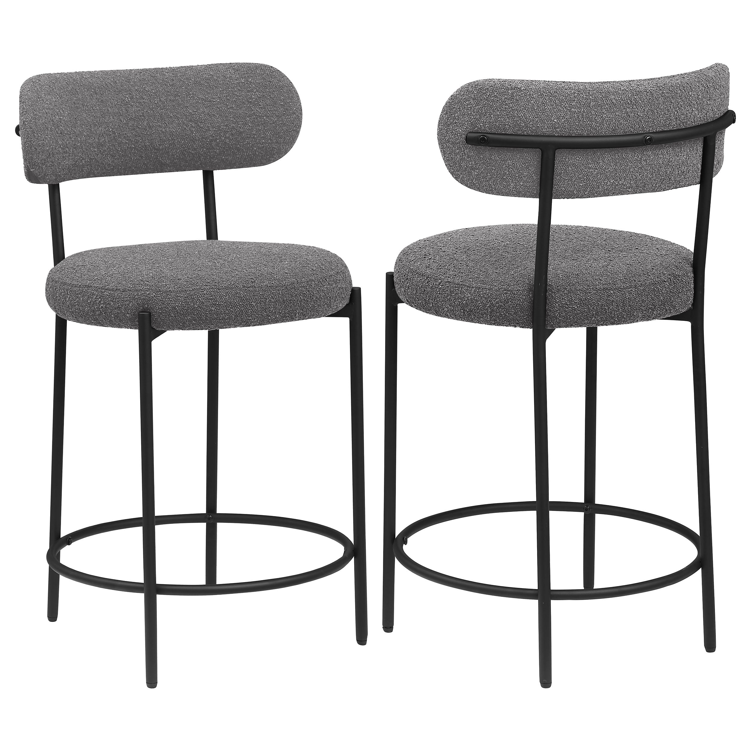 Viola Boucle Upholstered Bar Chair Grey (Set of 2)