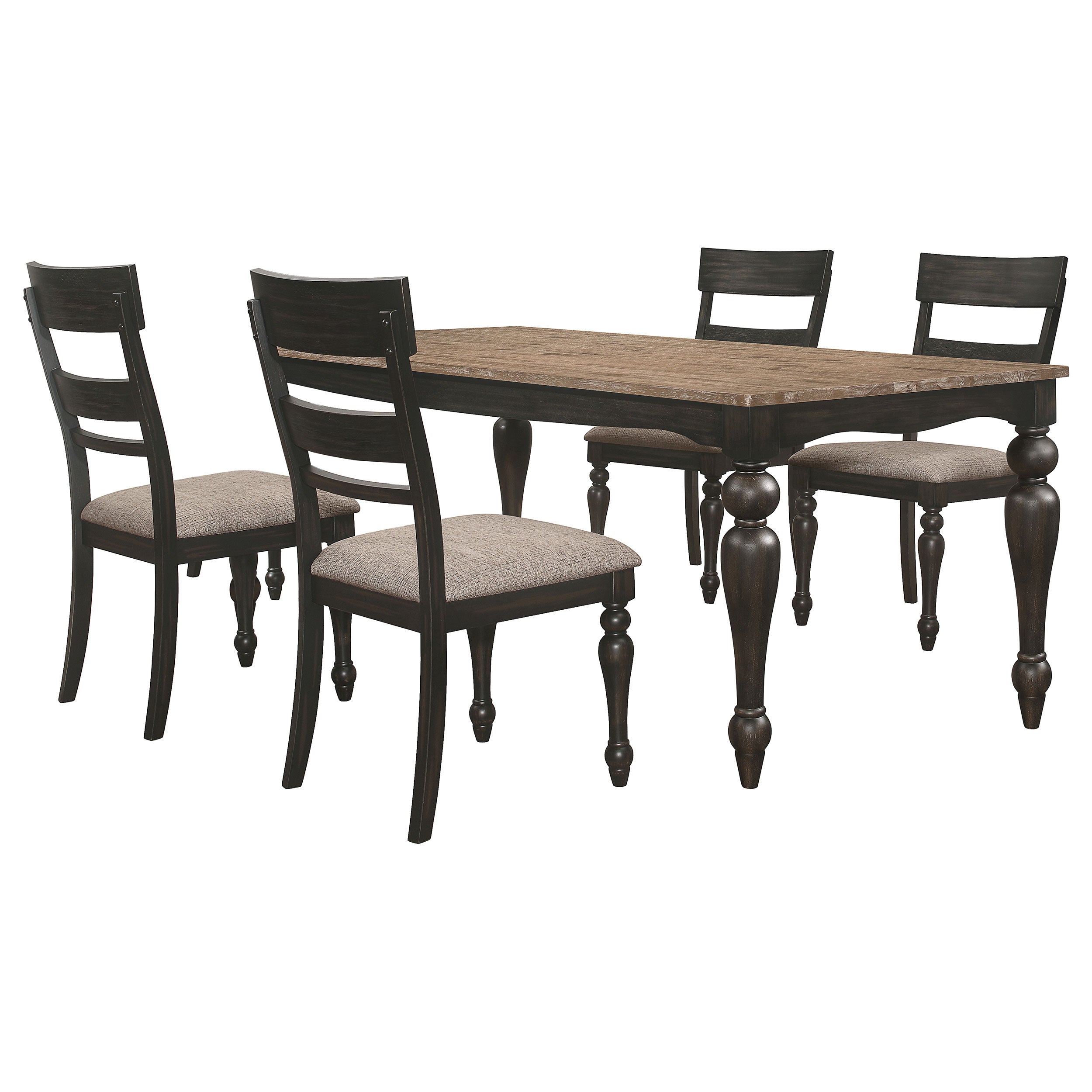 Bridget  Rectangular Dining Set Charcoal Sand Through