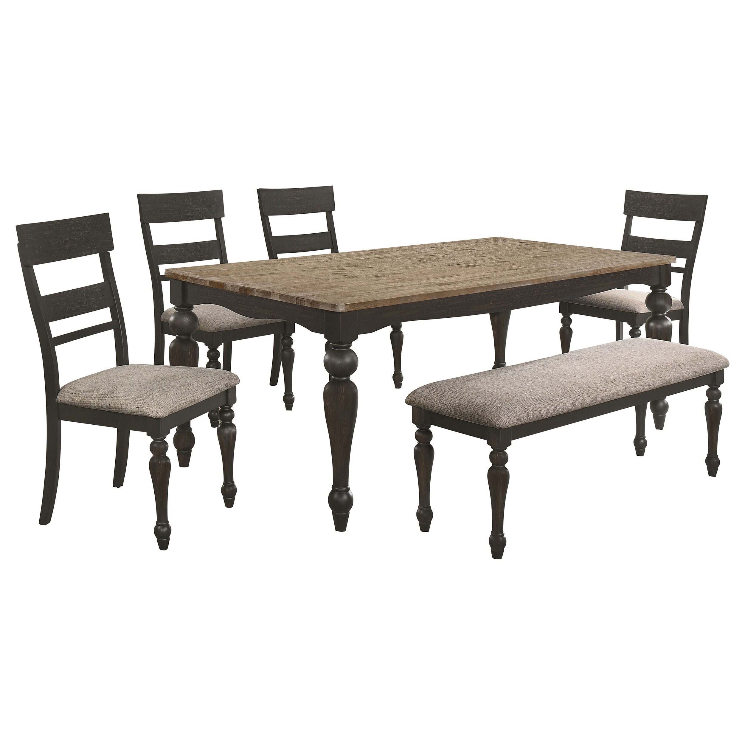 Bridget  Rectangular Dining Set Charcoal Sand Through