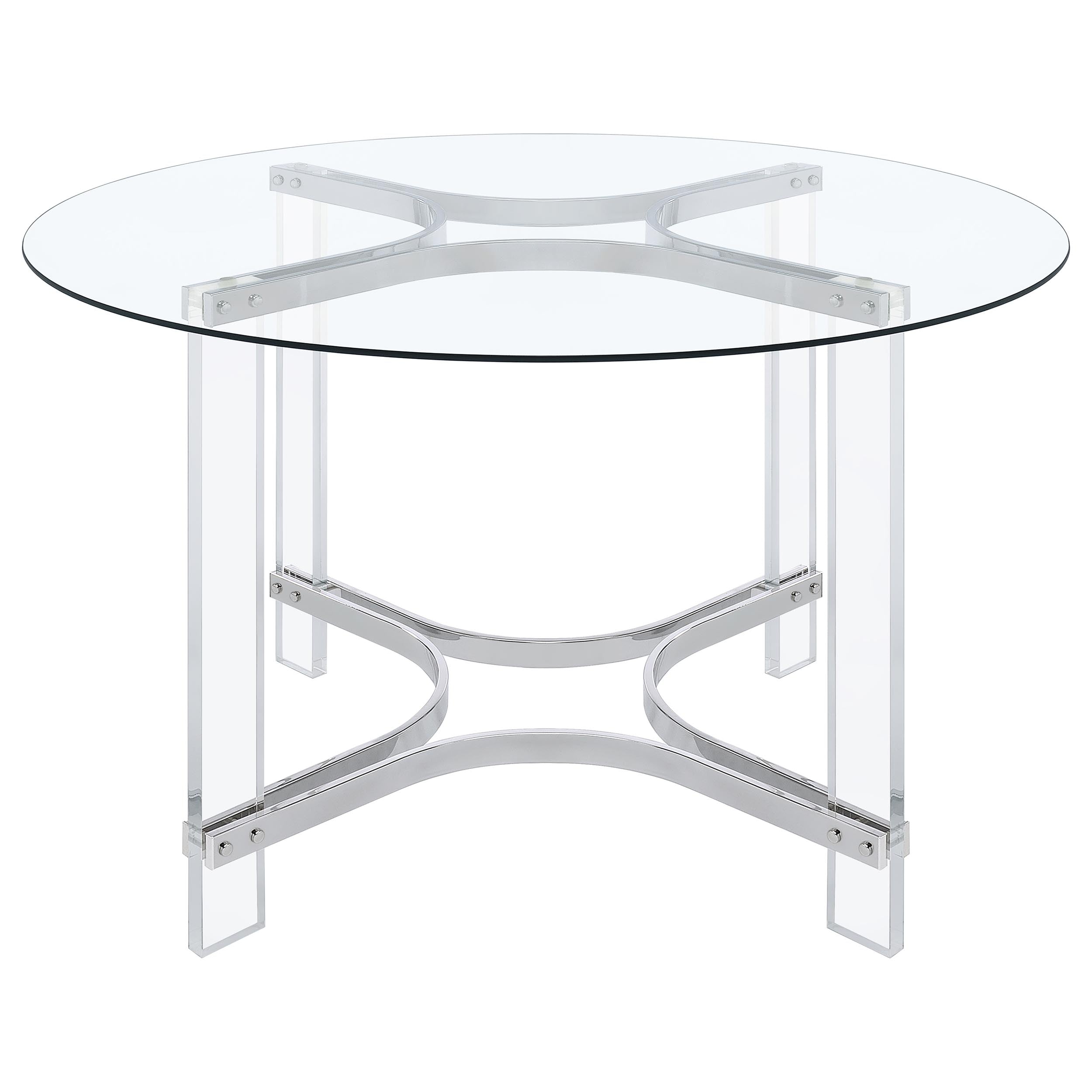 Keeling  Round Glass Top Acrylic Dining Set Chrome