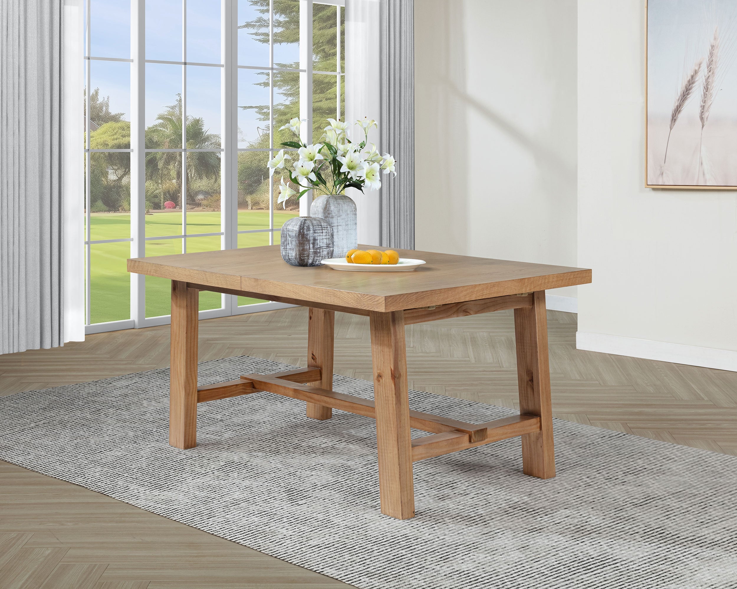 Middleton 106-inch Extension Leaf Dining Table Natural Brown