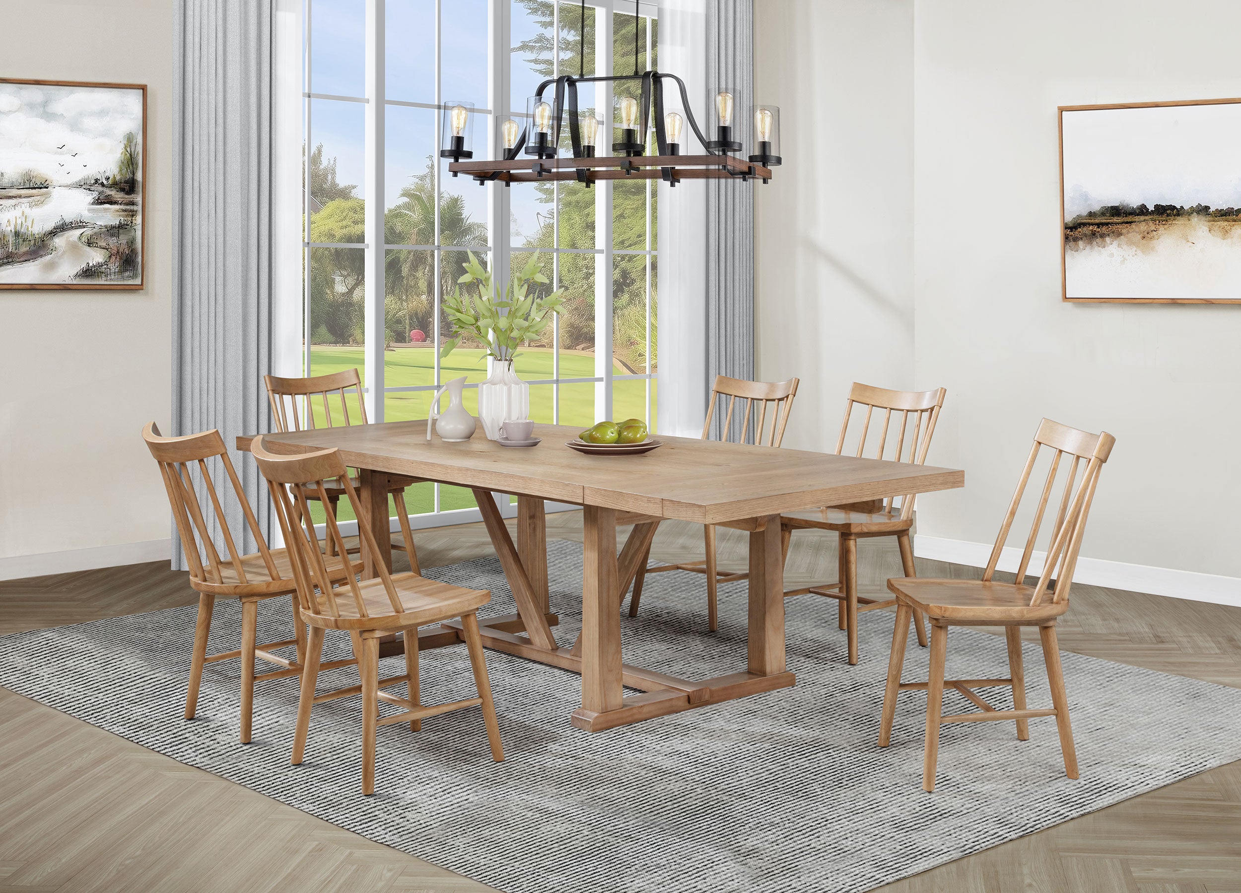 Middleton 7-piece Extension Leaf Dining Set Brown and Black