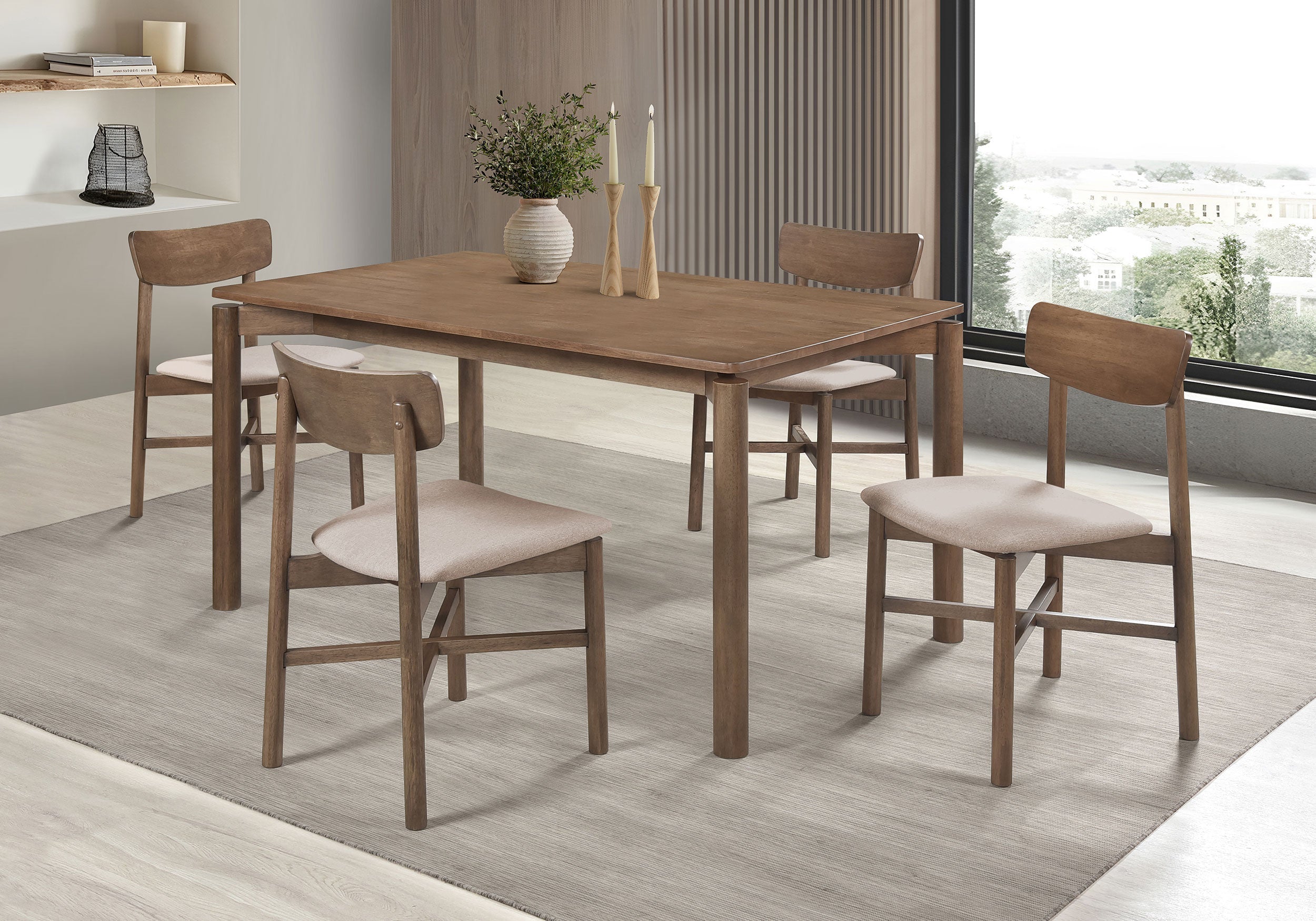 Parkridge  59-inch Wood Dining Set Natural Walnut