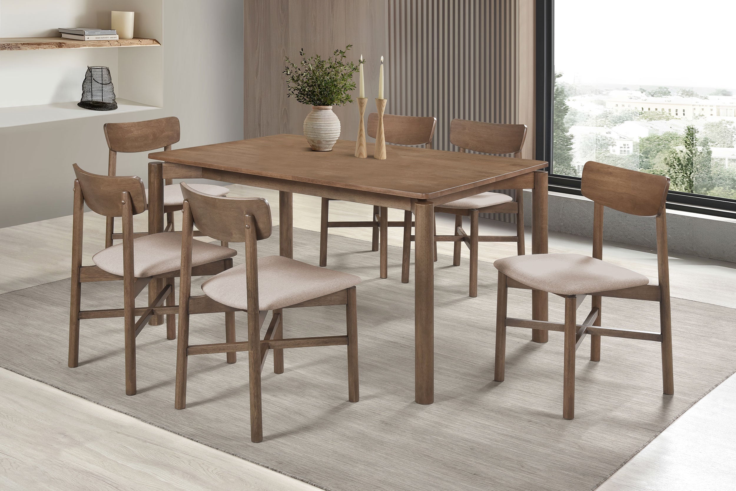 Parkridge  59-inch Wood Dining Set Natural Walnut