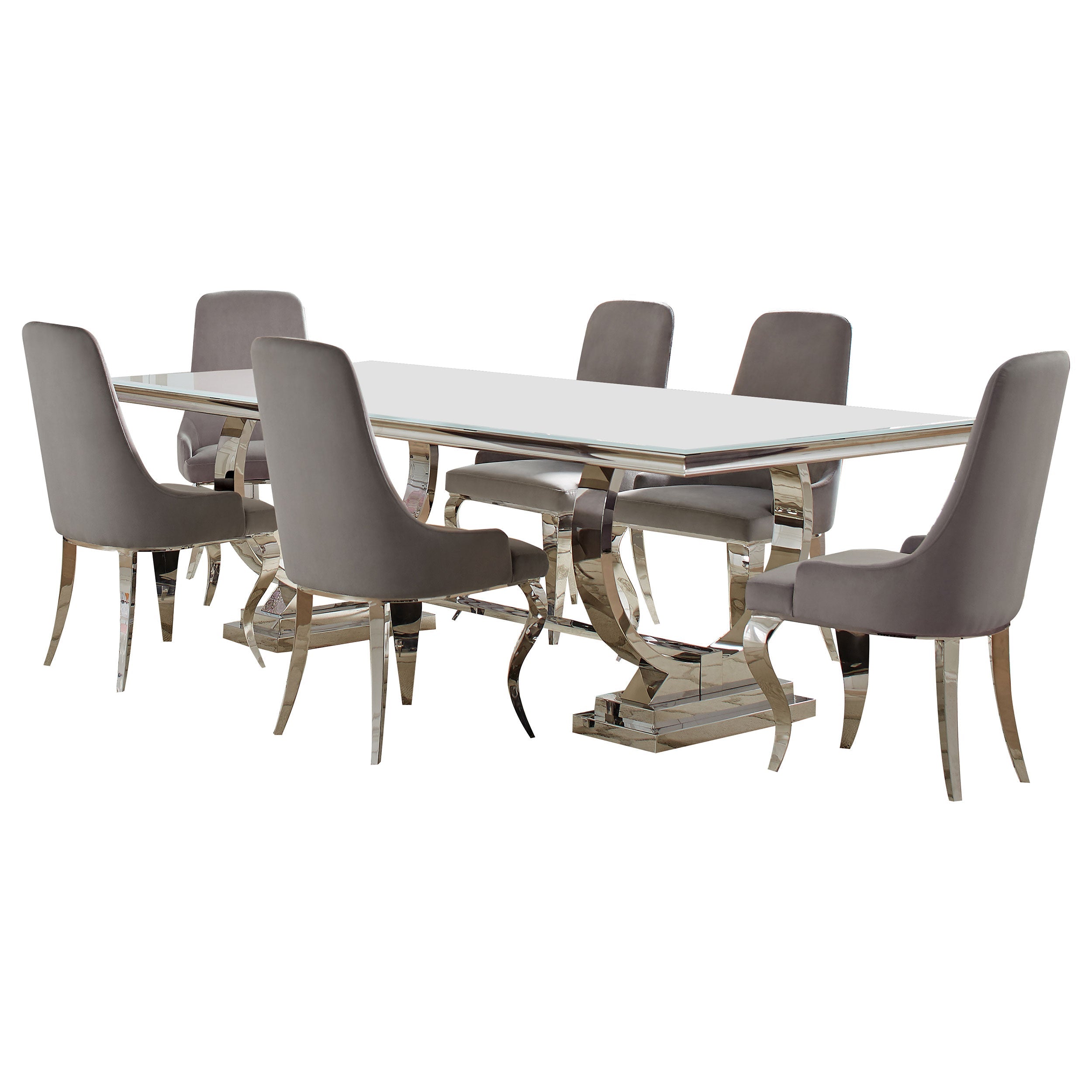 Antoine  Rectangular Glass Top Dining Set