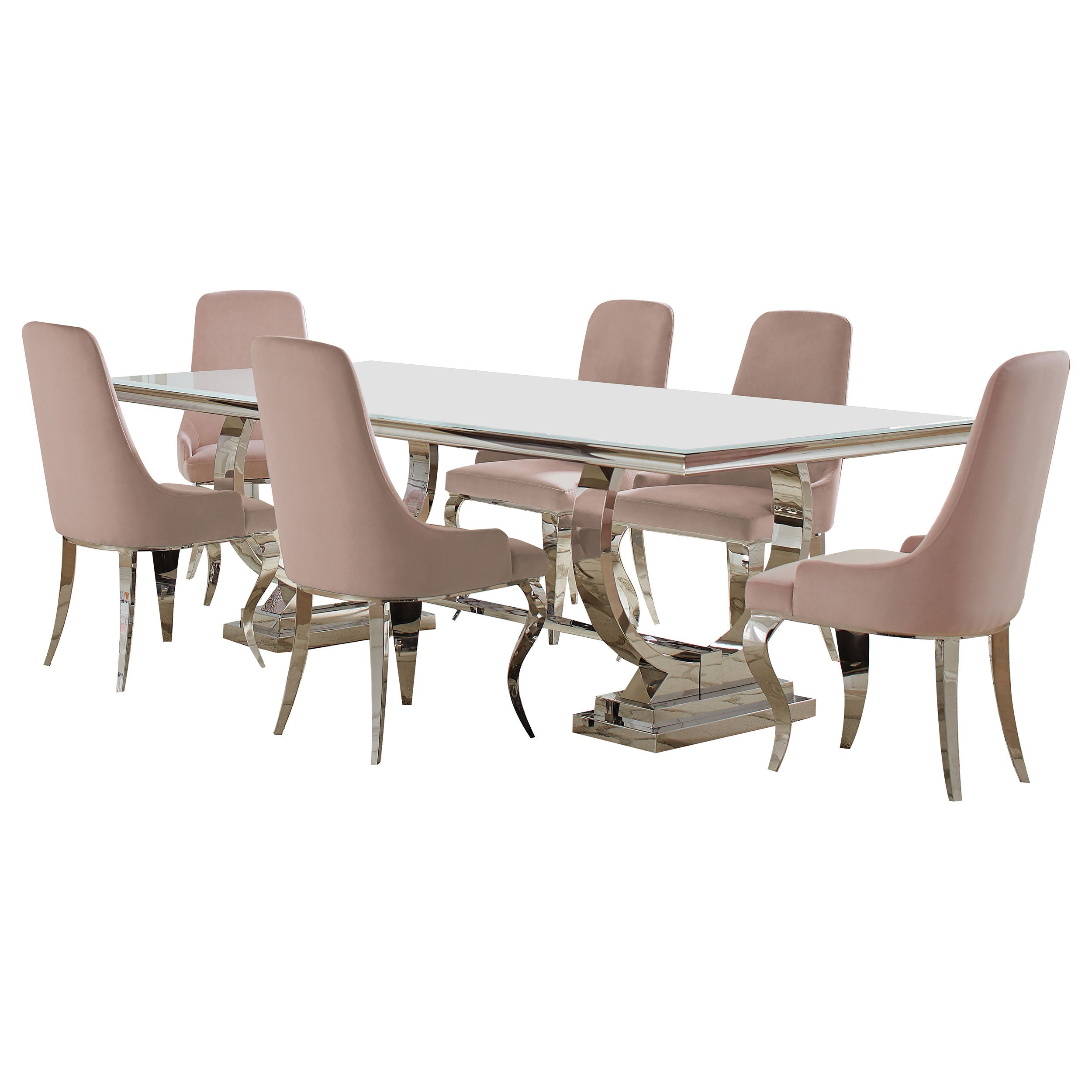 Antoine  Rectangular Glass Top Dining Set