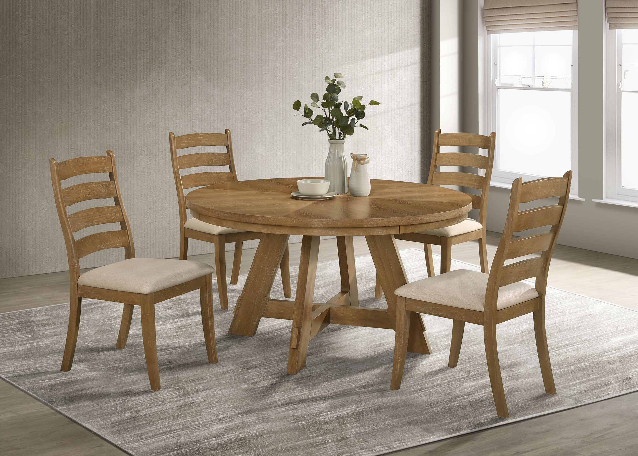 Danvers Dining Table Set Brown Oak and Latte