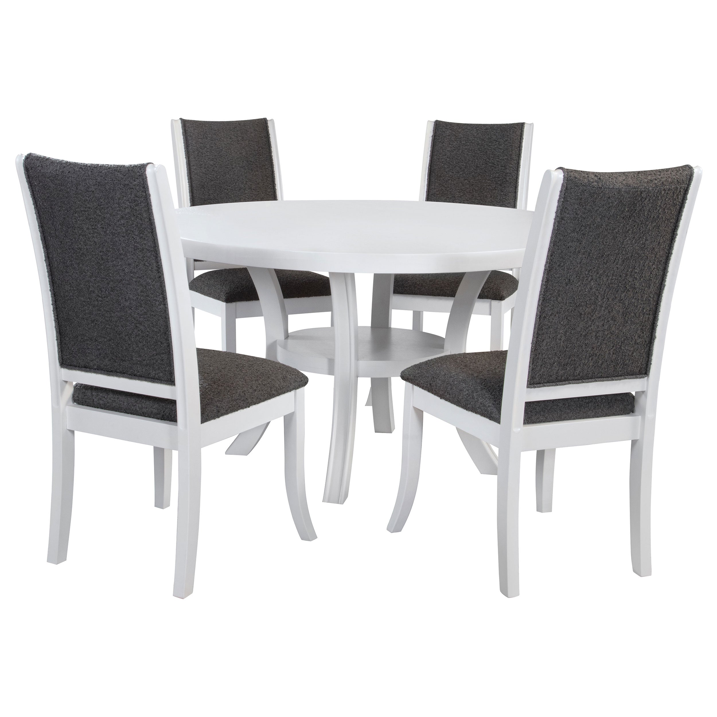Judd  54-inch Round Wood Dining Table Set Pearl White