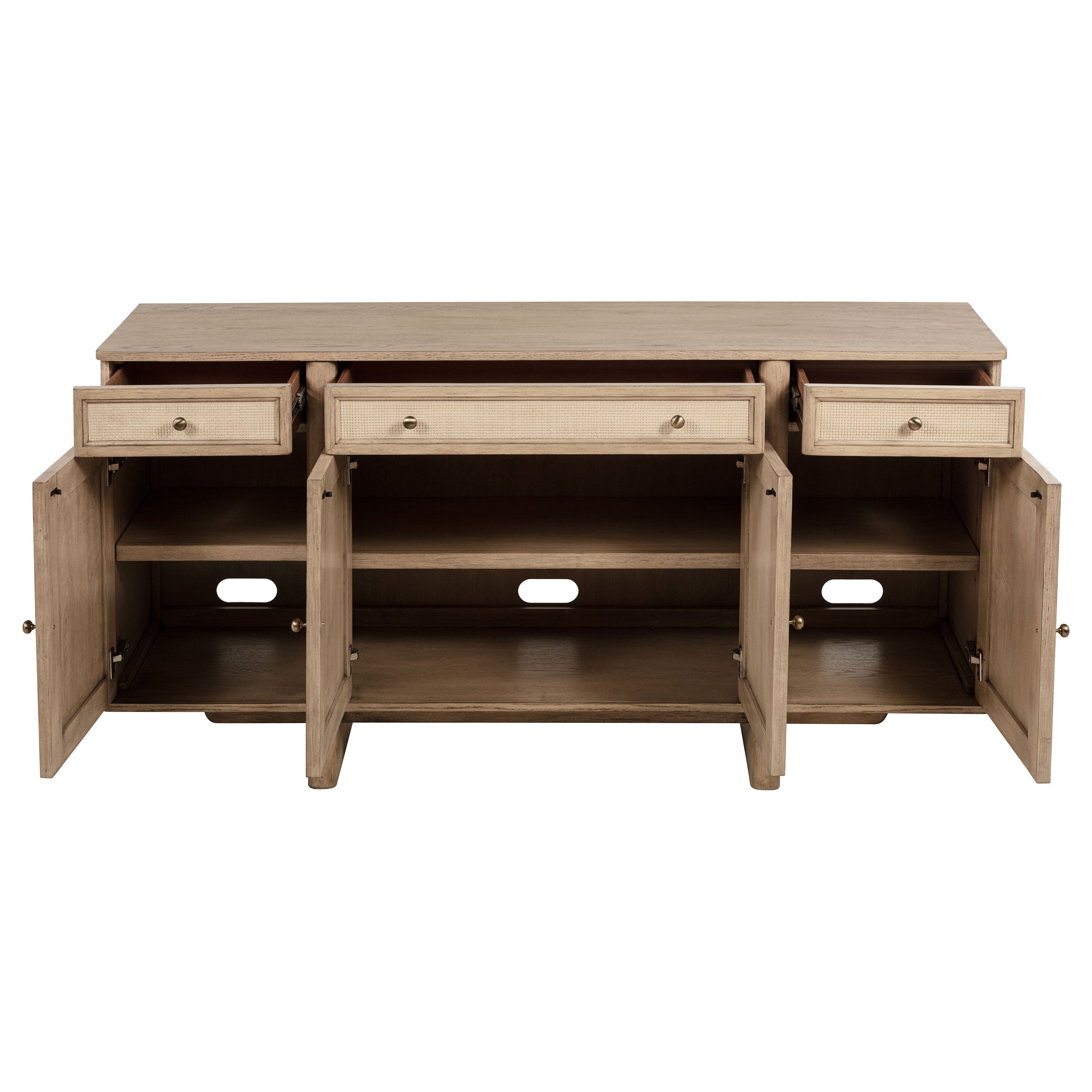 Kailani  Wood Dining Set with Sideboard Beige Oak