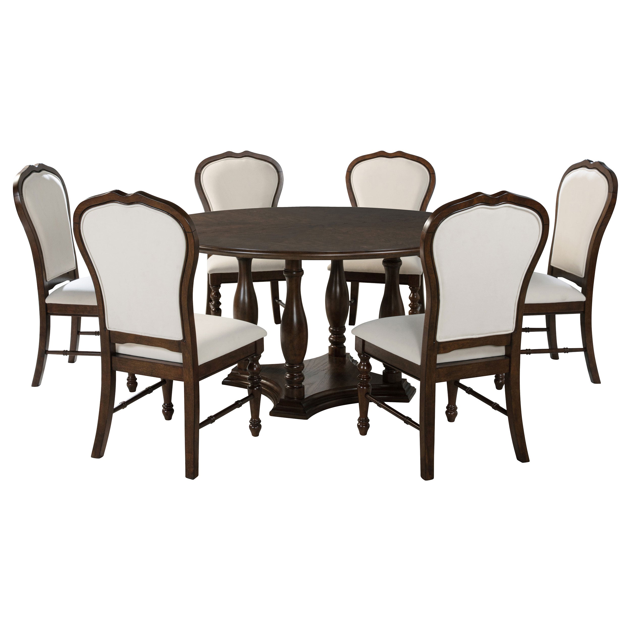 Landon 60-inch Round Dining Table Set Rich Brown