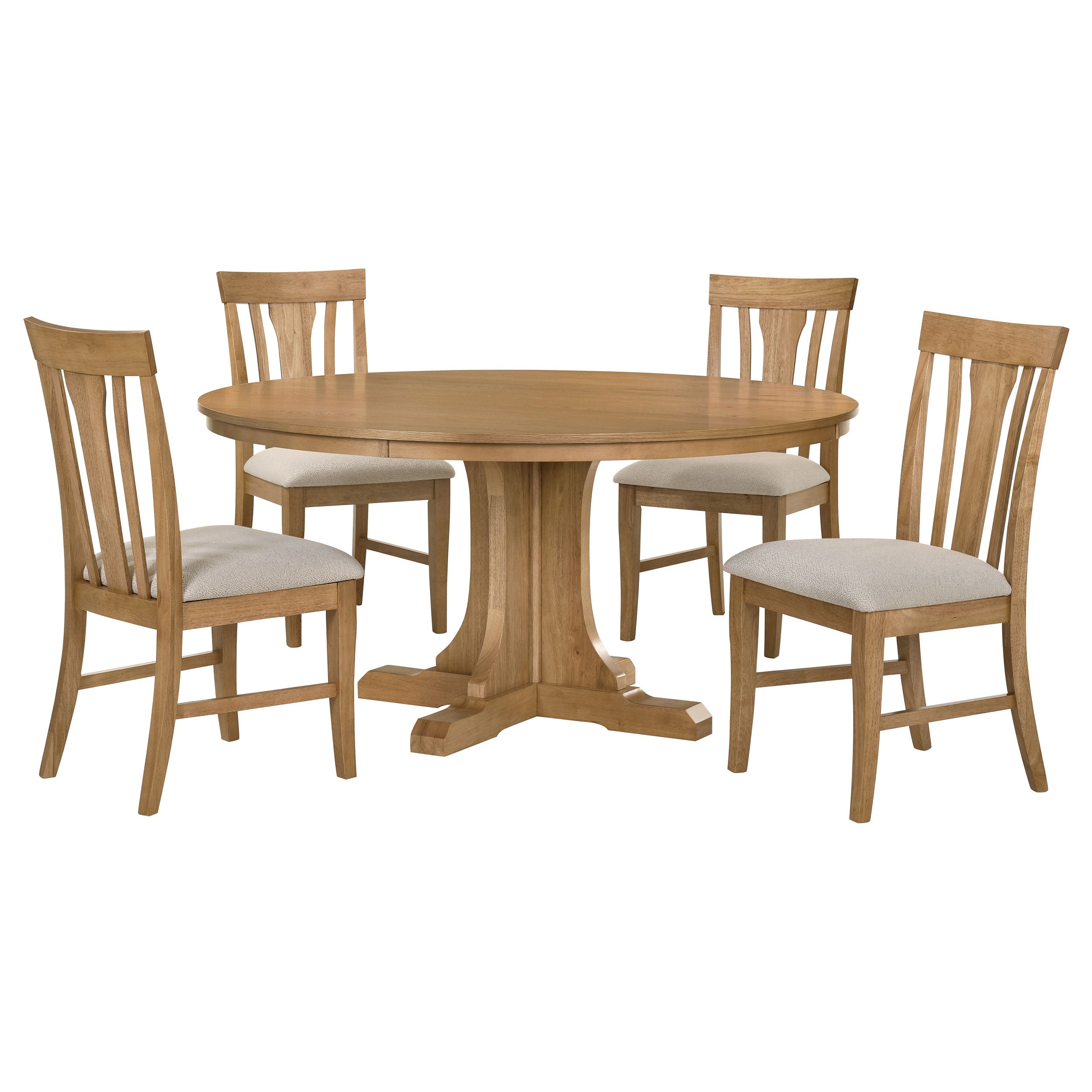 Hartville Round Dining Table Set Natural Light Brown